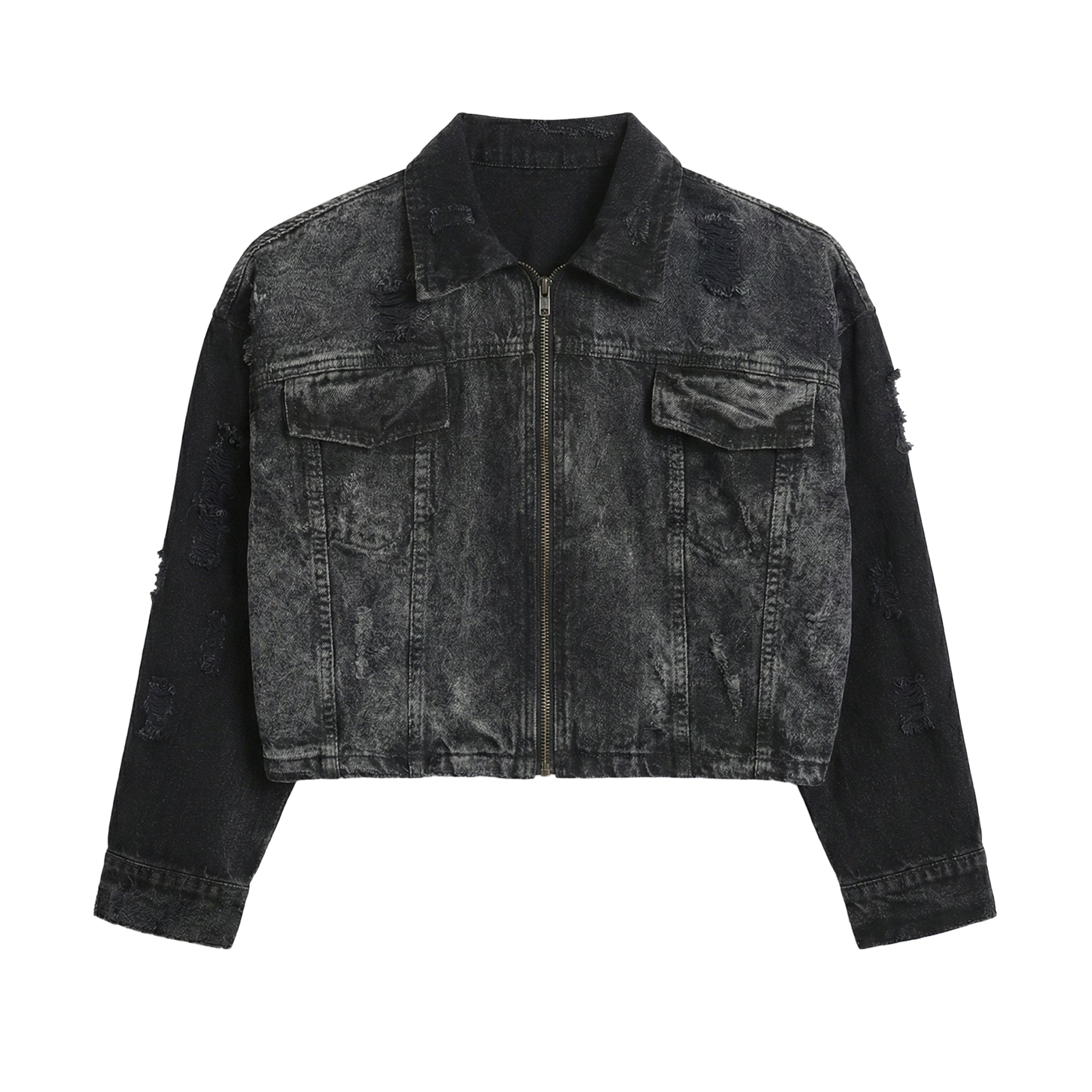 Acid Wash Blue-Grey Cropped Jacket