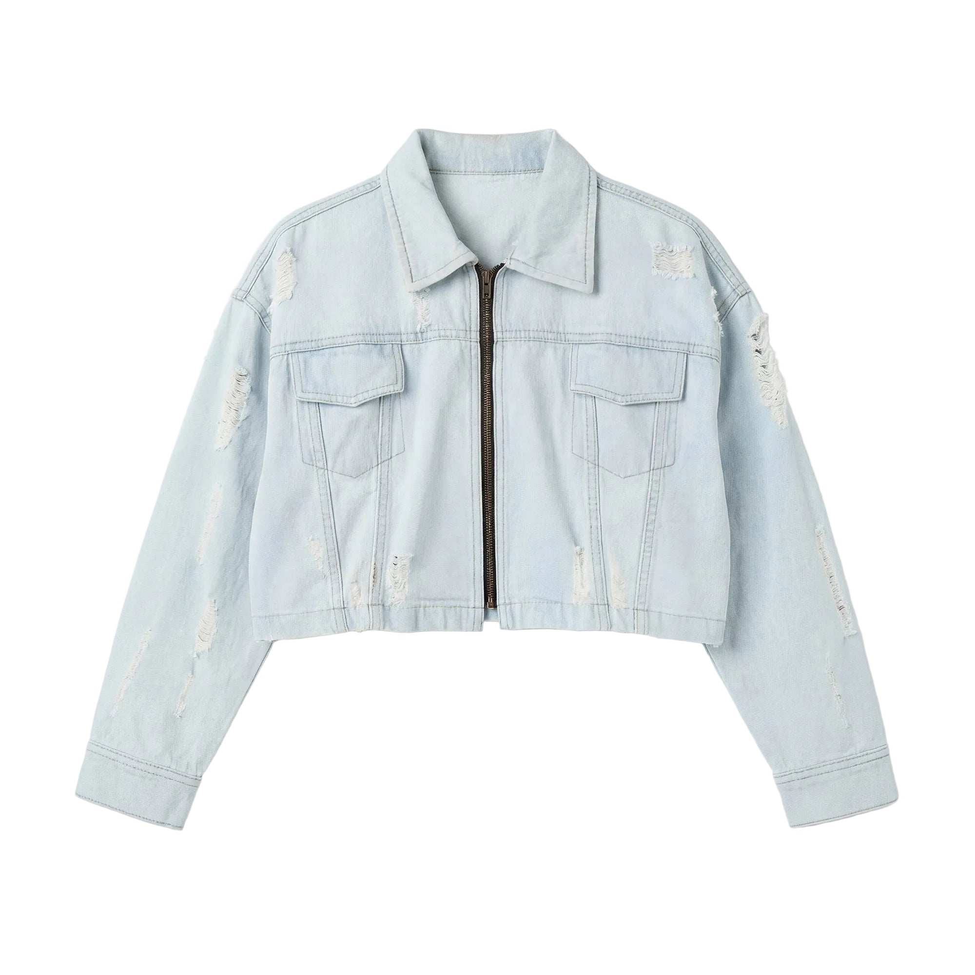 LIGHT BLUE CROPPED JACKET