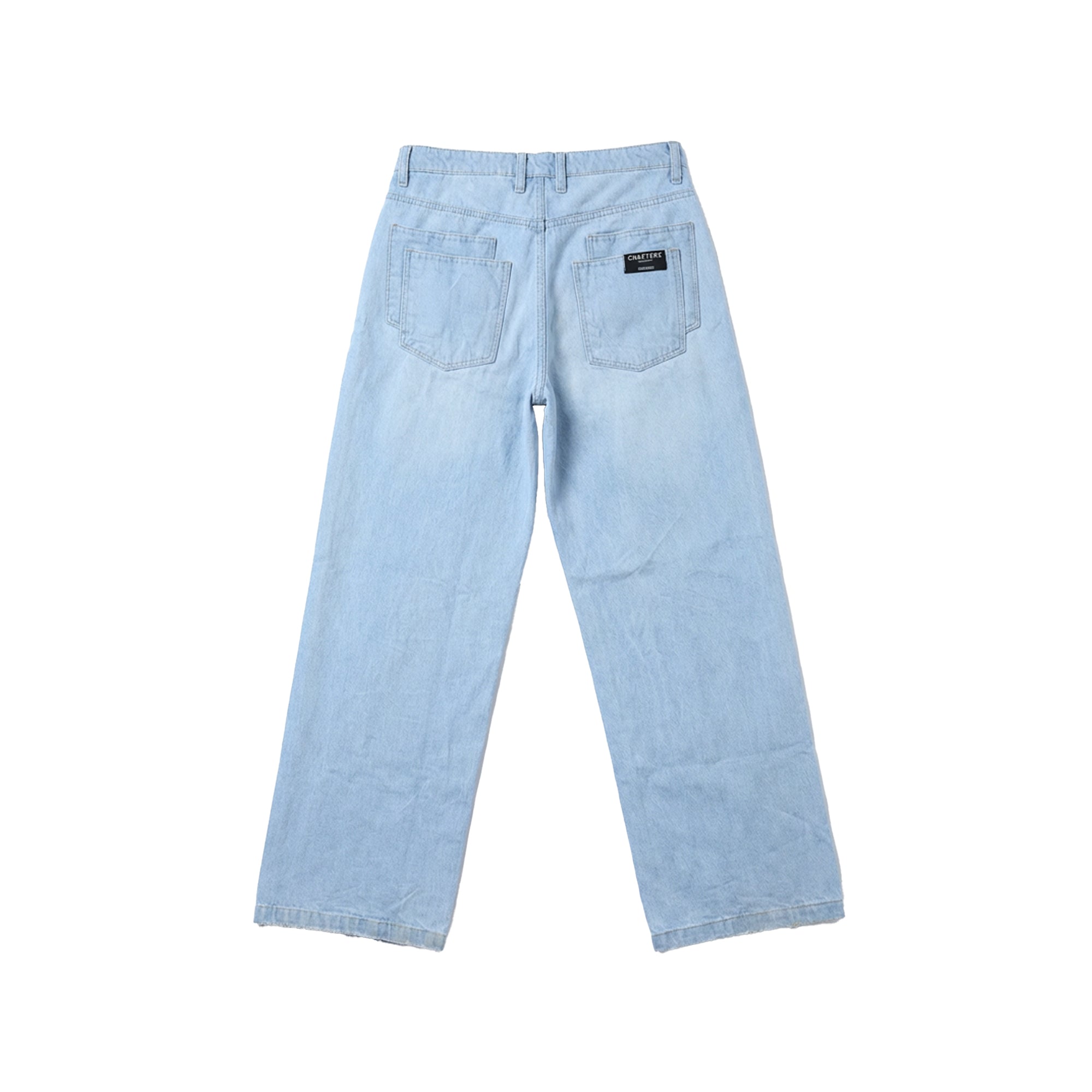 Distressed Blue Baggy Denim