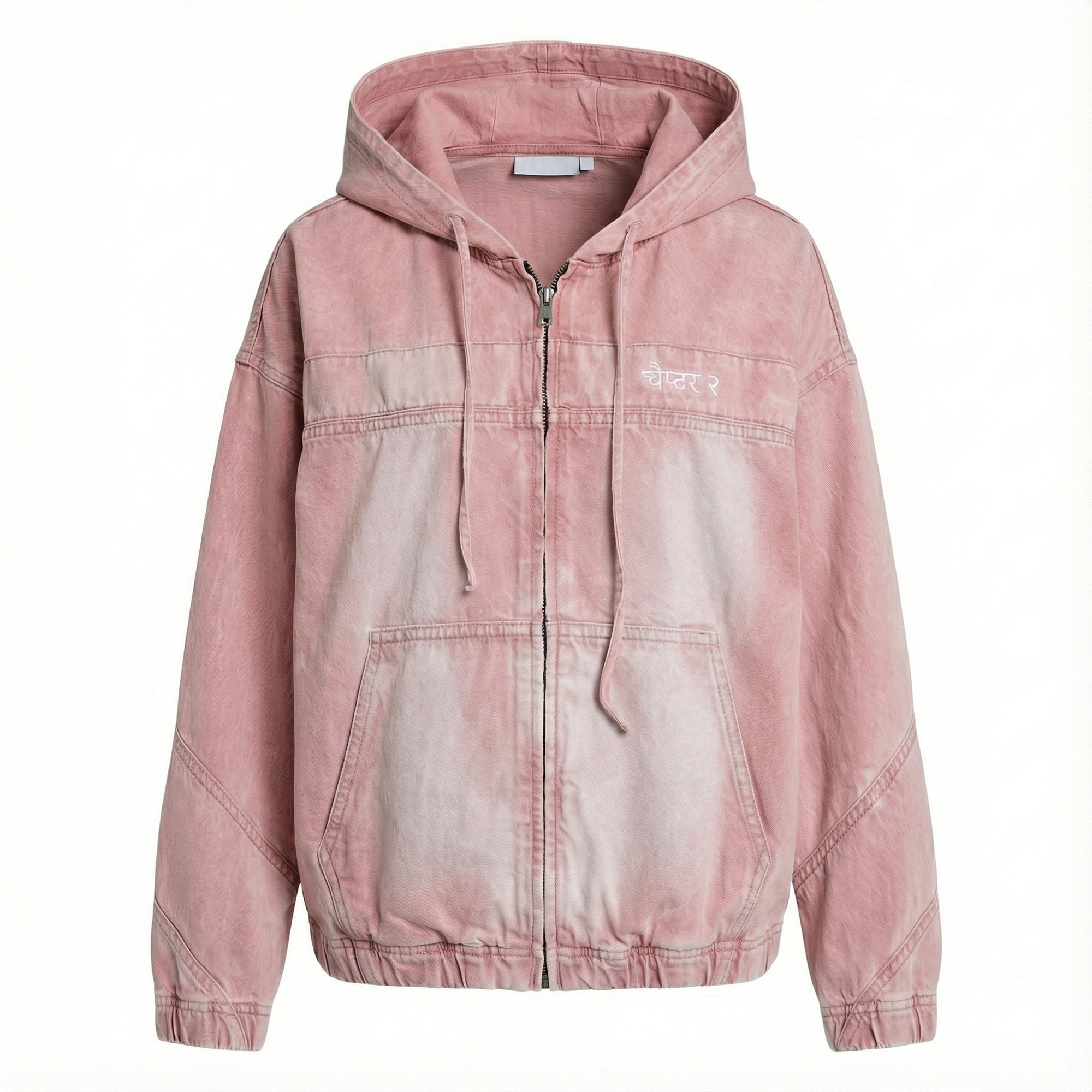 Pink Washed Denim Hoodie