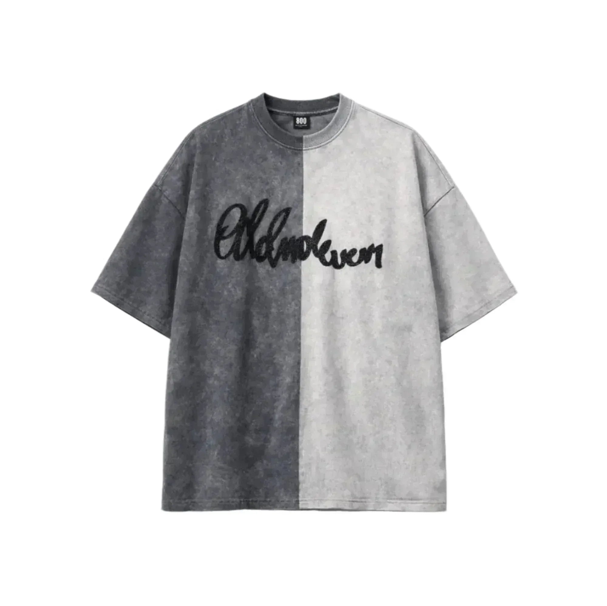 Half n Half T Shirt (Black-Grey)