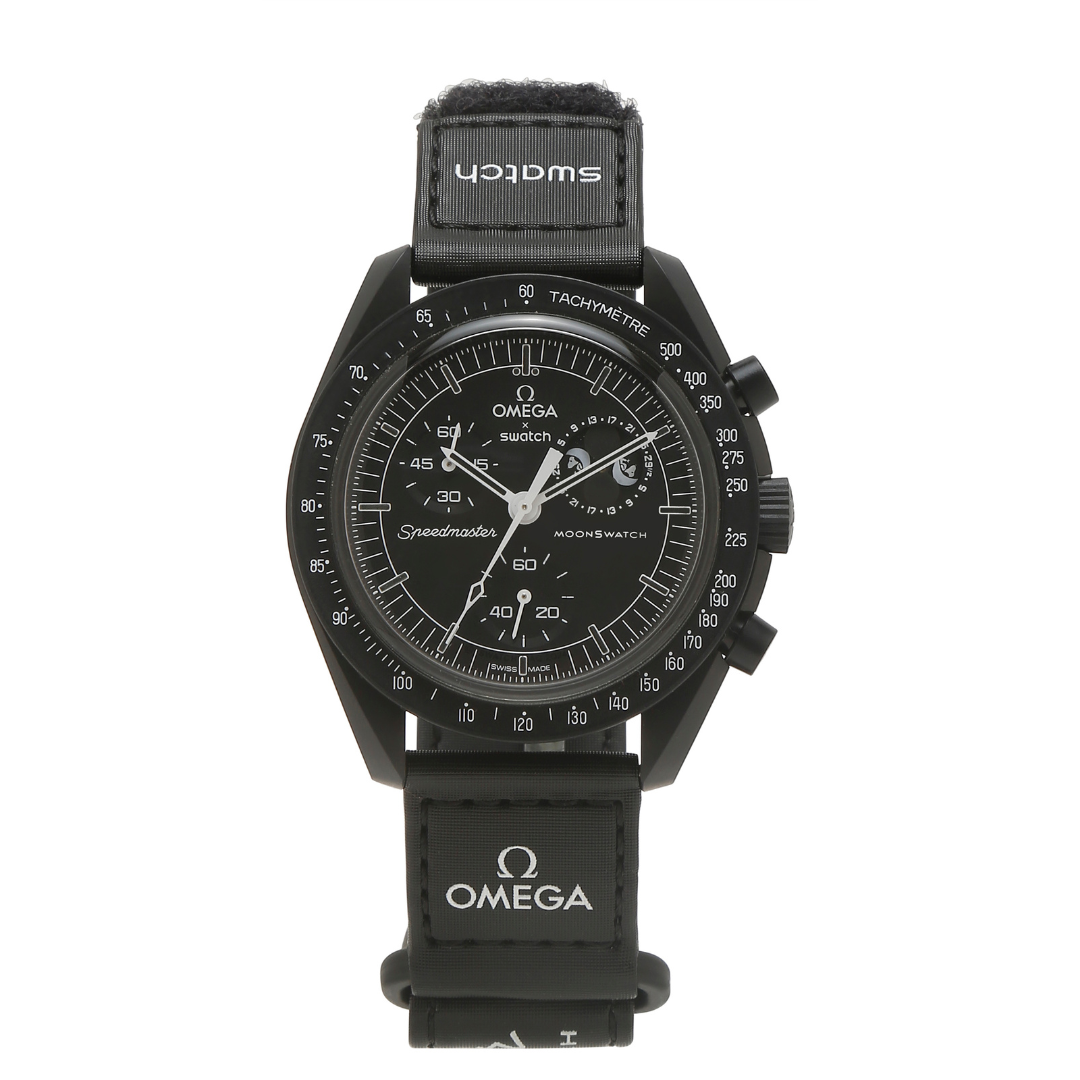 Swatch x Omega Bioceramic Moonswatch Mission To Moonphase Snoopy Black