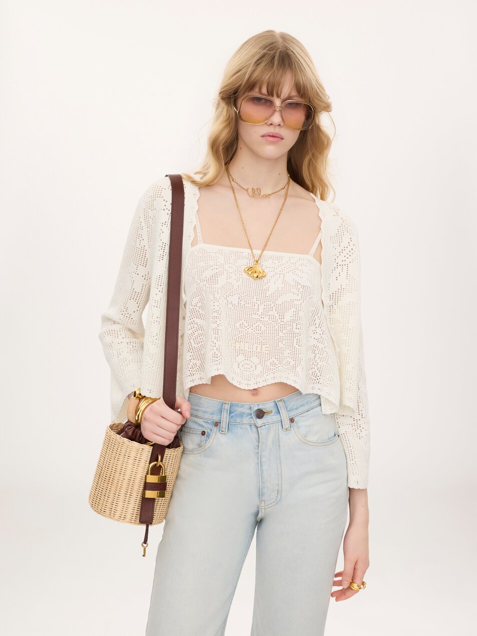 CHLOE Small Paddington bucket bag in wicker Crafty Brown