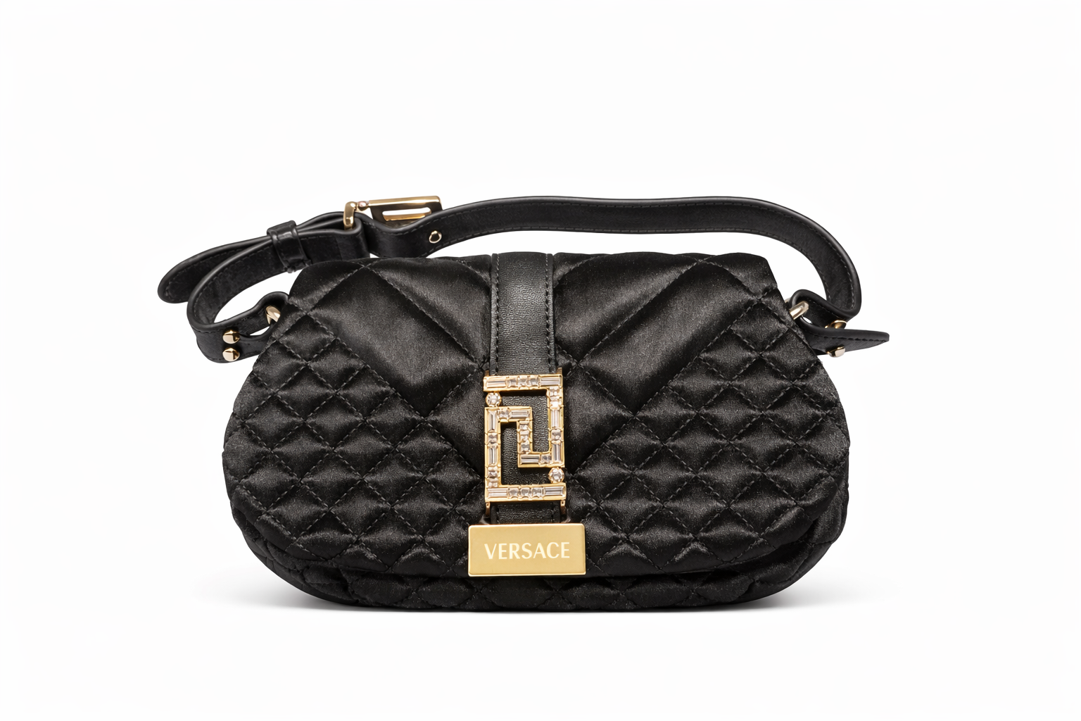 VERSACE GRECA GODDESS SHOULDER BAG BLACK