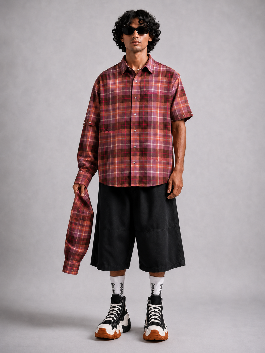Detachable Sleeve - Oversized Shirt (Pink)