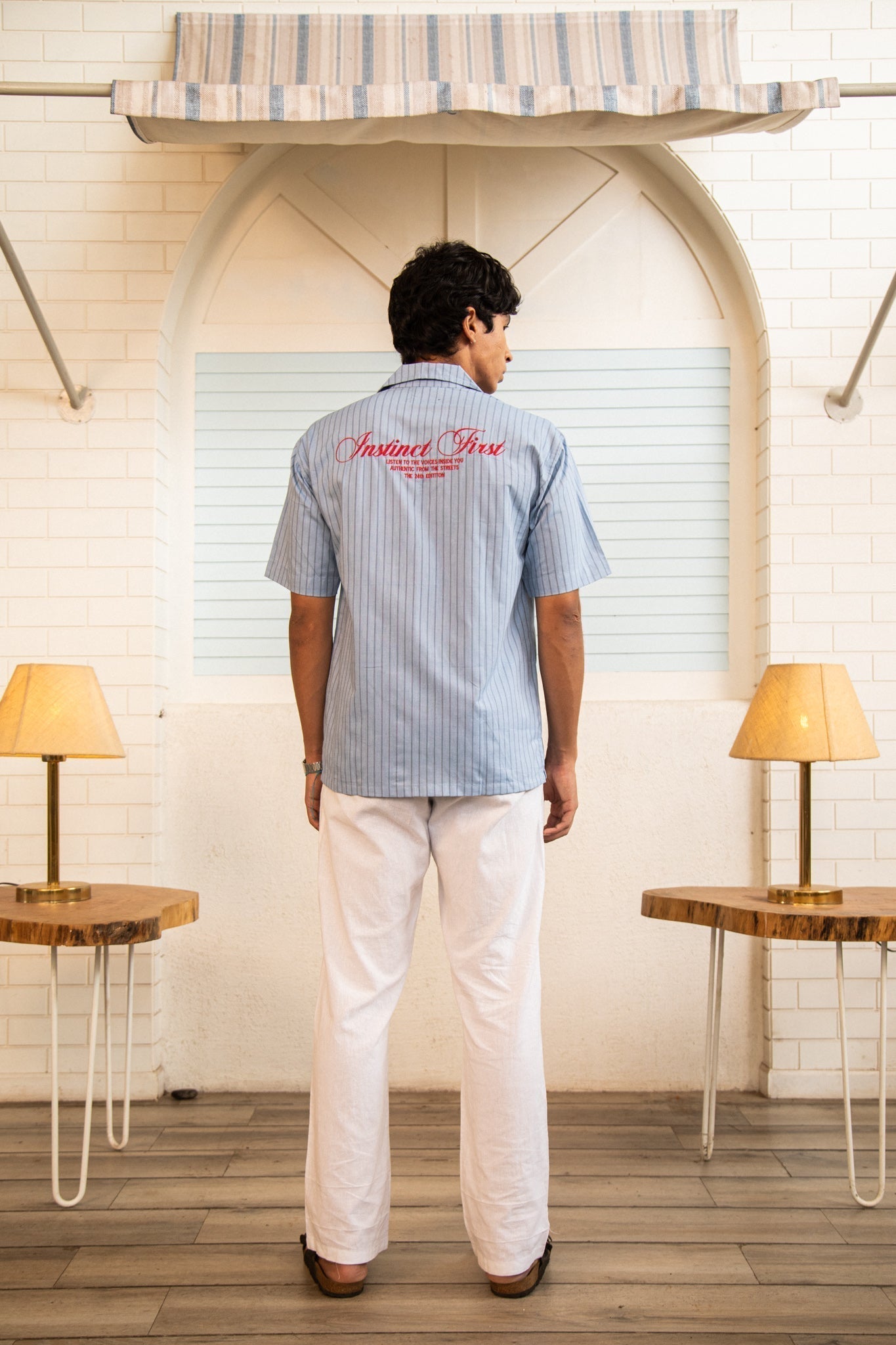 Summer Stripe Shirt - (Powder Blue)