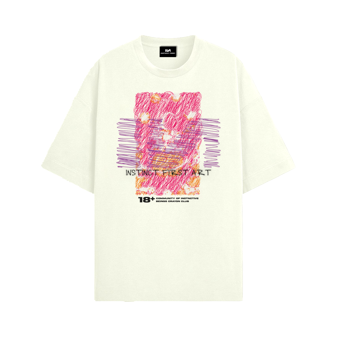 Crayon Art- Oversized T-shirt (White)