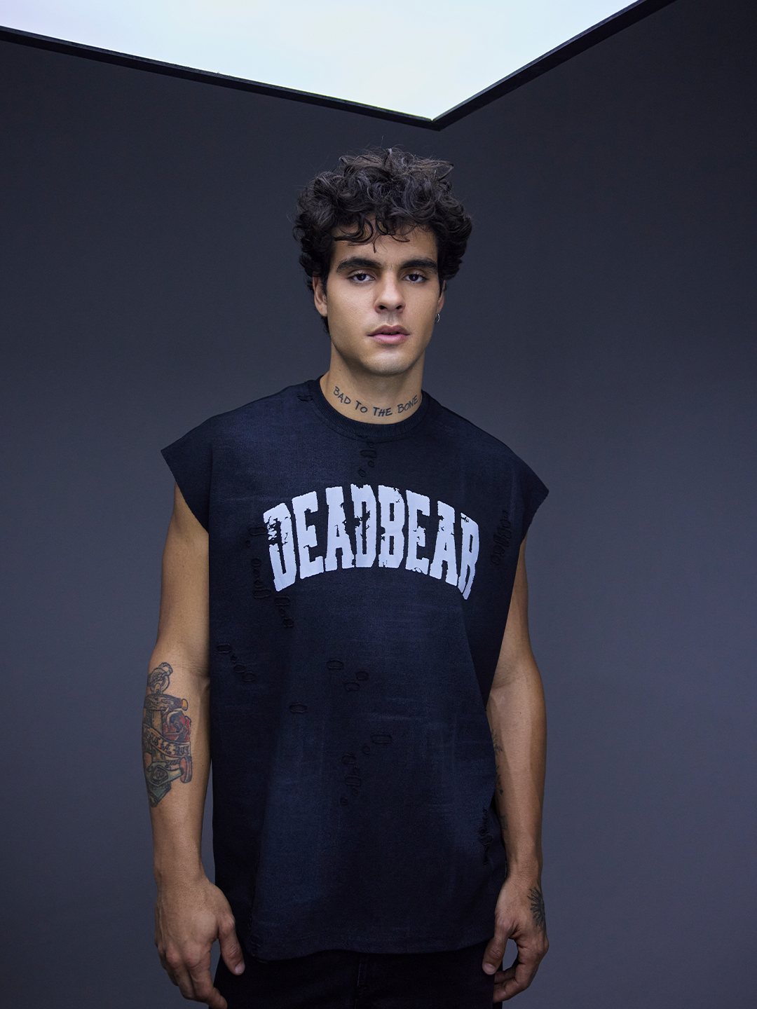 Distressed Washed Black Tank