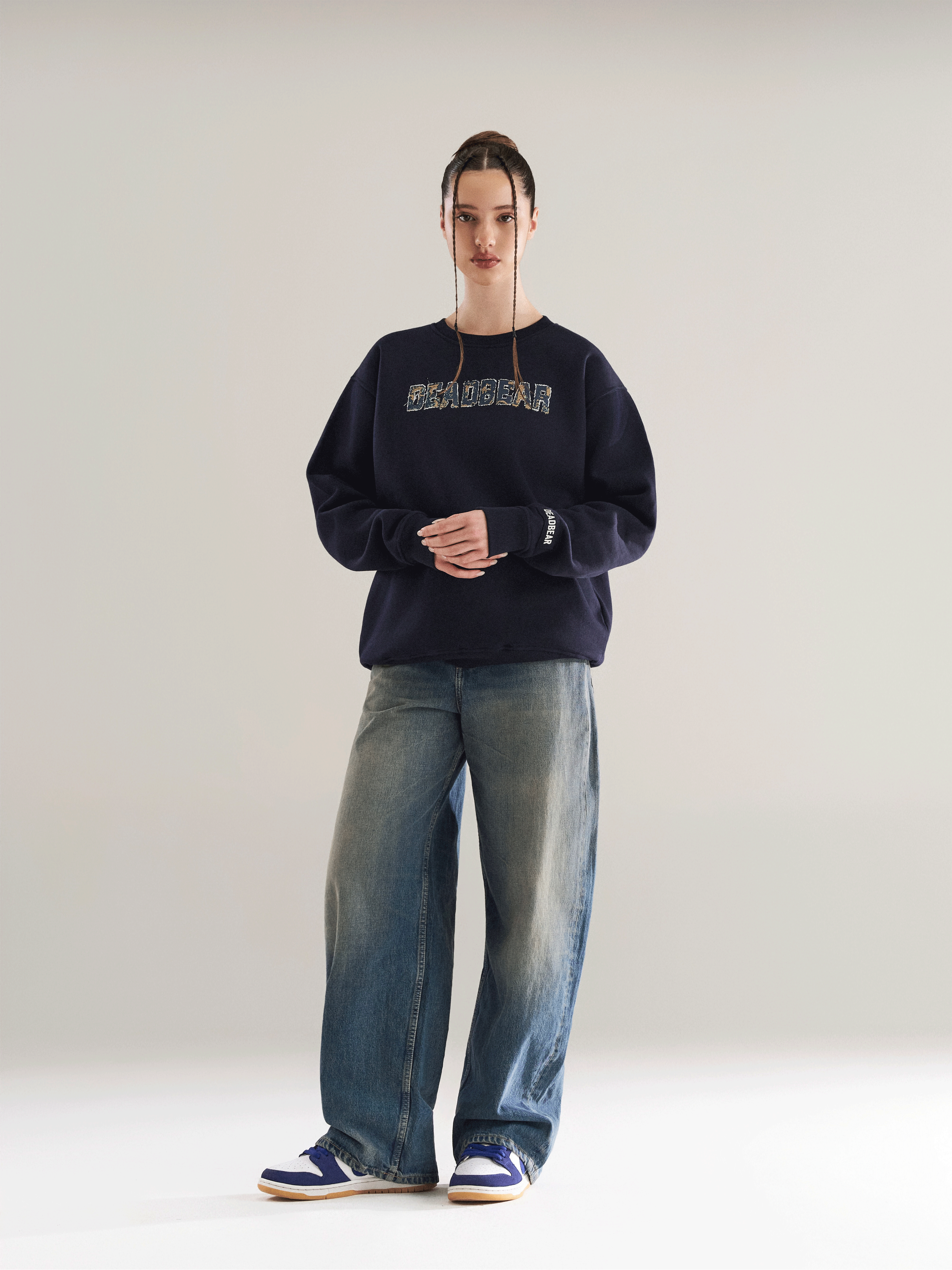 Fake Denim Sweatshirt Navy