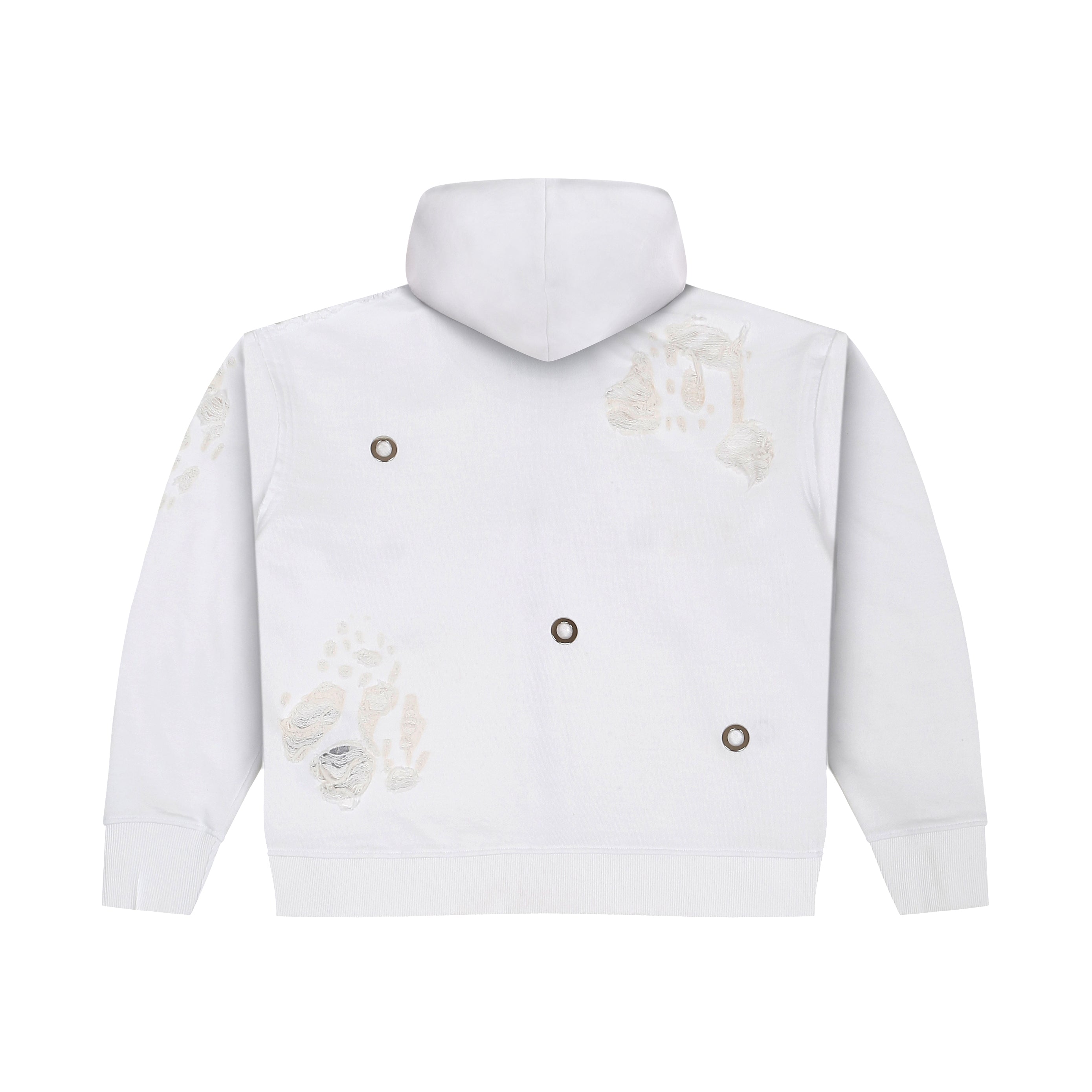 ZIPPER HOODIE - WHITE “RIVET”