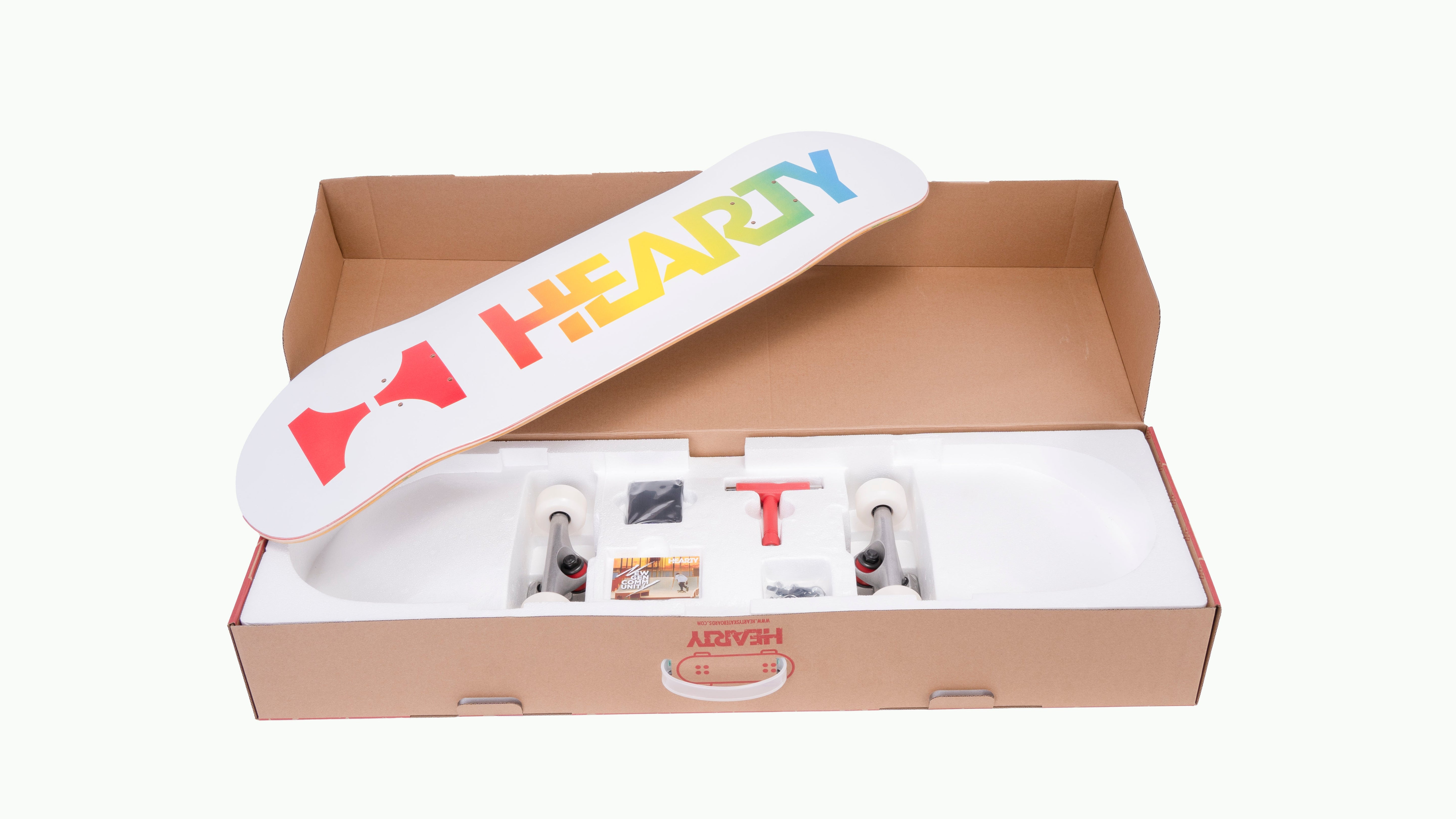 Hearty Pro-Complete Skateboard Pack- Unassembled- 8.0" & 8.25"-Neon Logo White