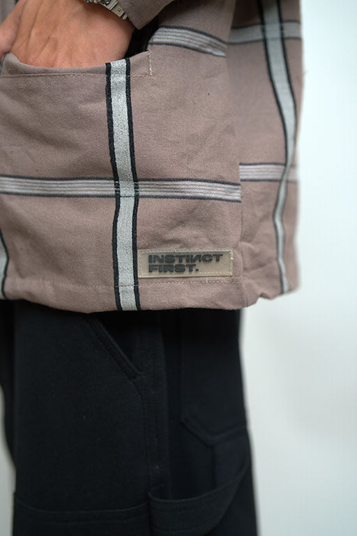 Checkered Shacket -Brown