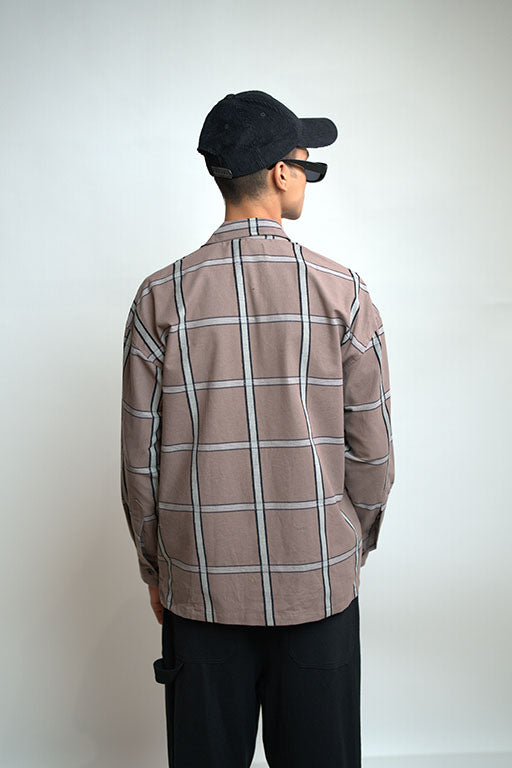Checkered Shacket -Brown