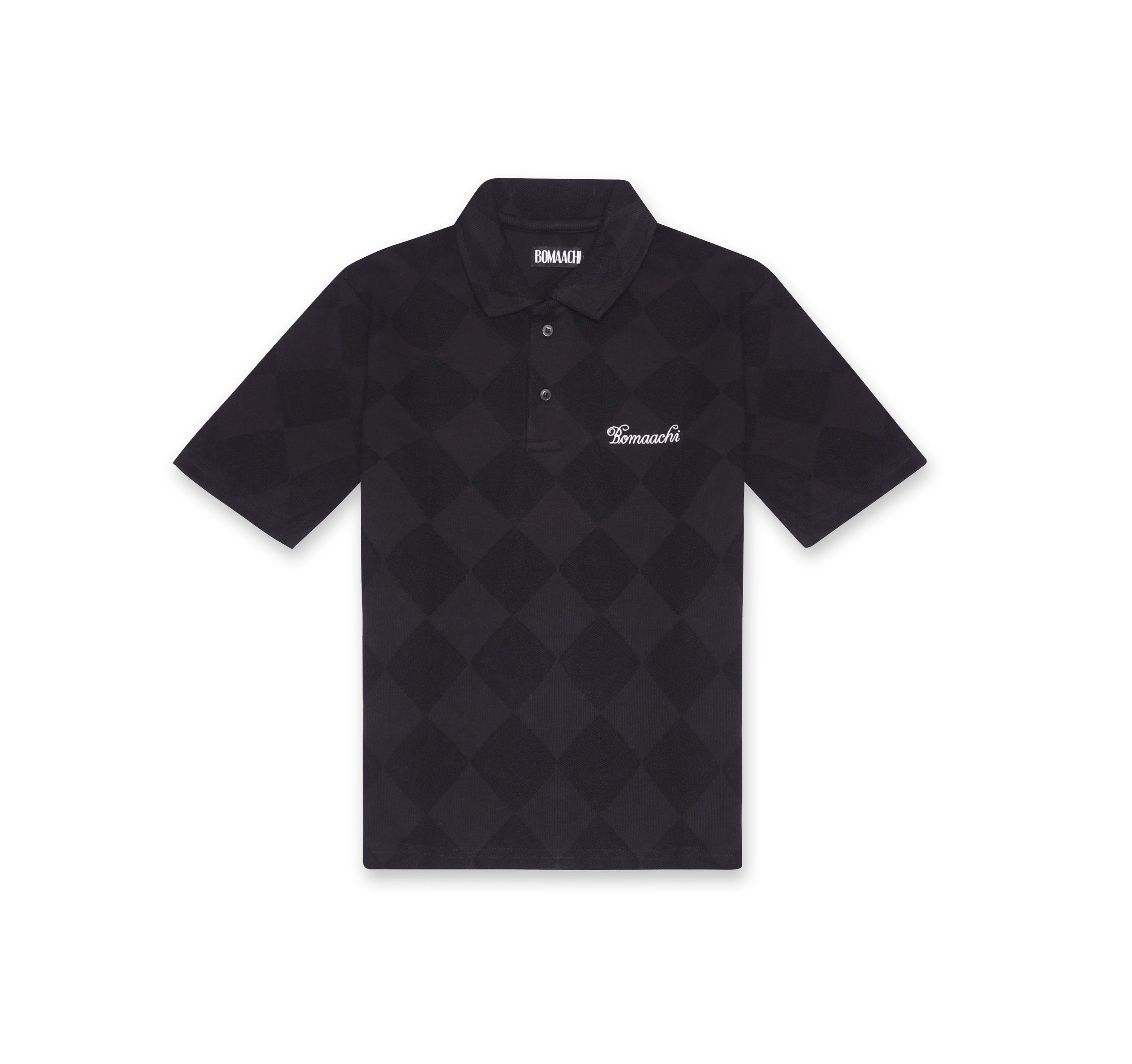 Textured Polo Black T-shirt (Regular Fit)