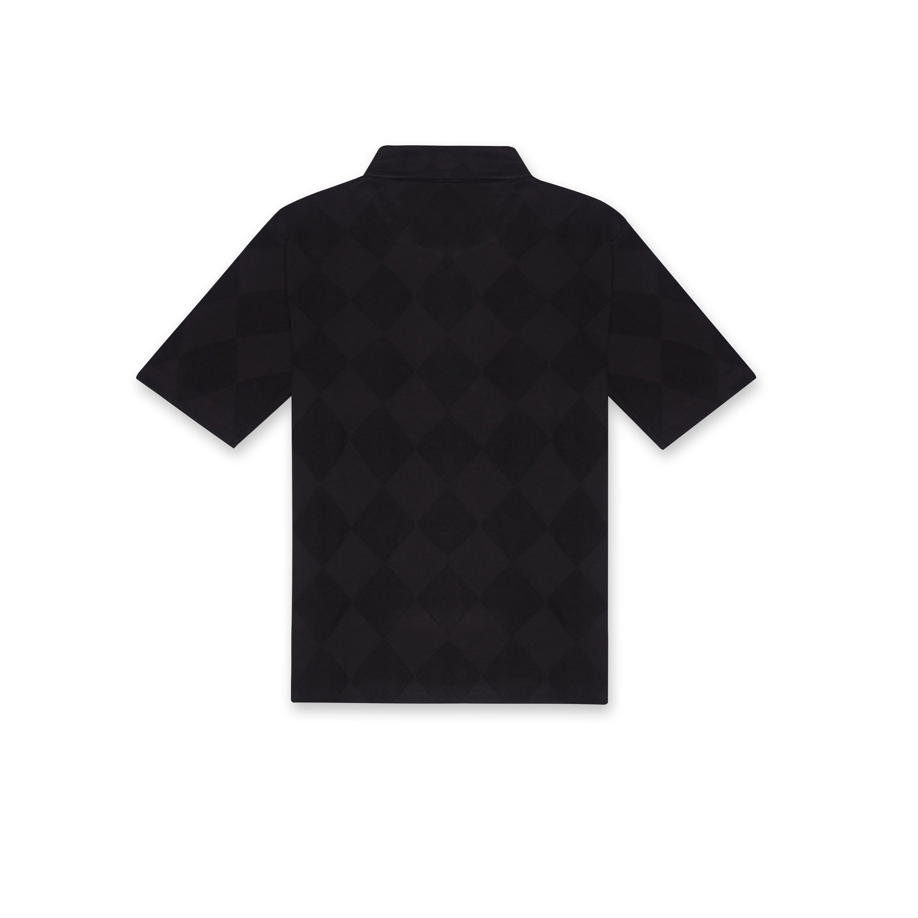 Textured Polo Black T-shirt (Regular Fit)