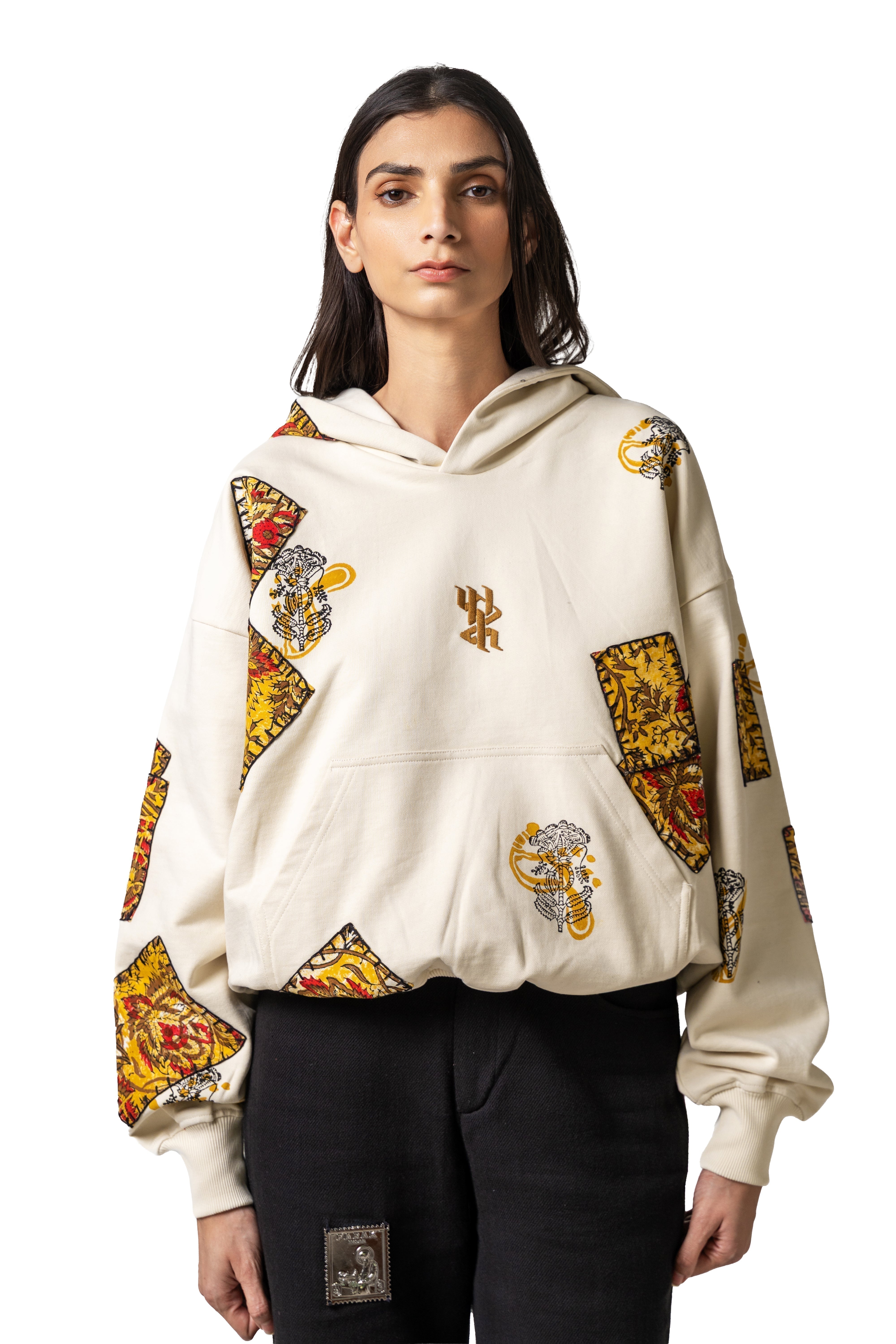 Mustard Blockprinted Hoodie