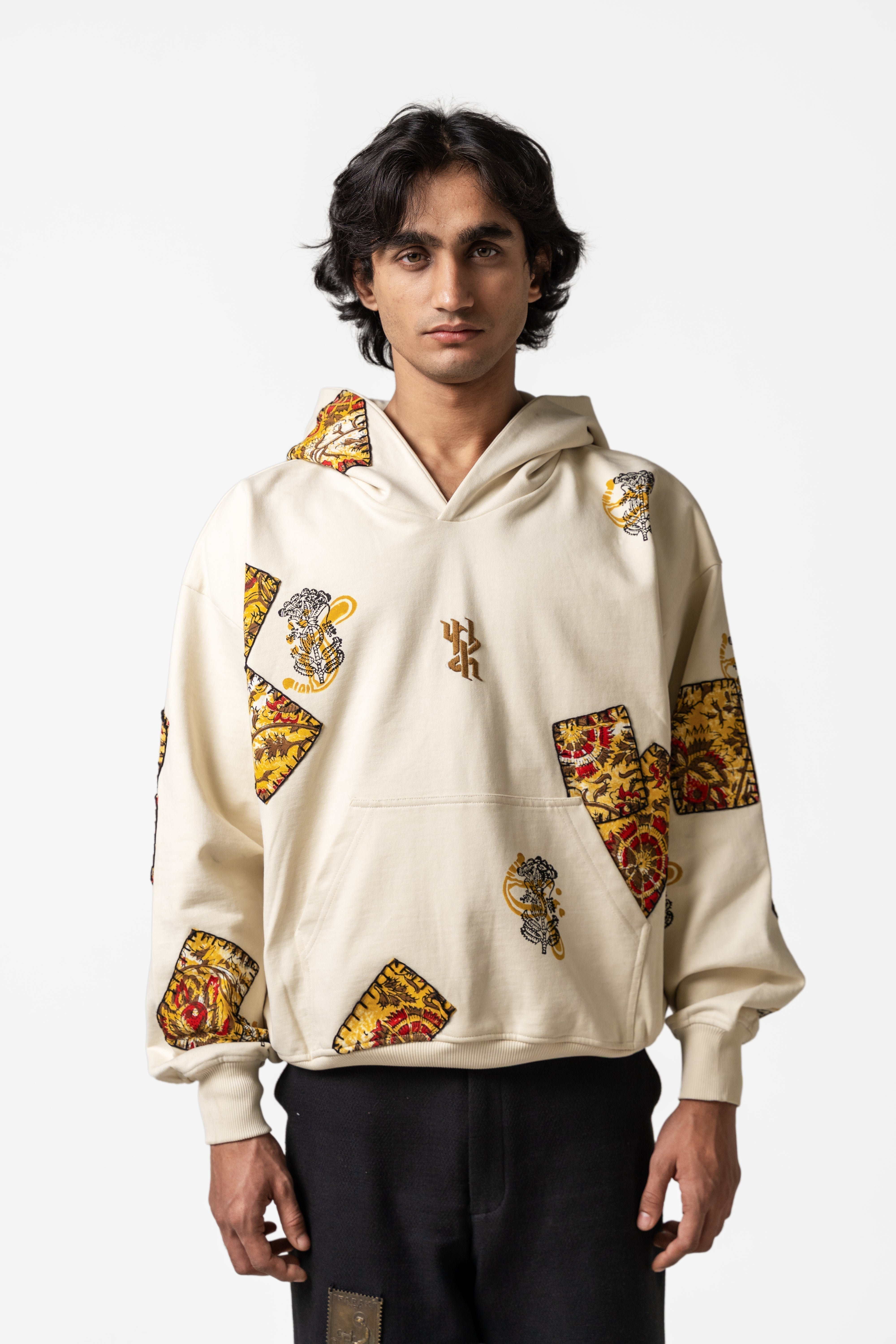 Mustard Blockprinted Hoodie