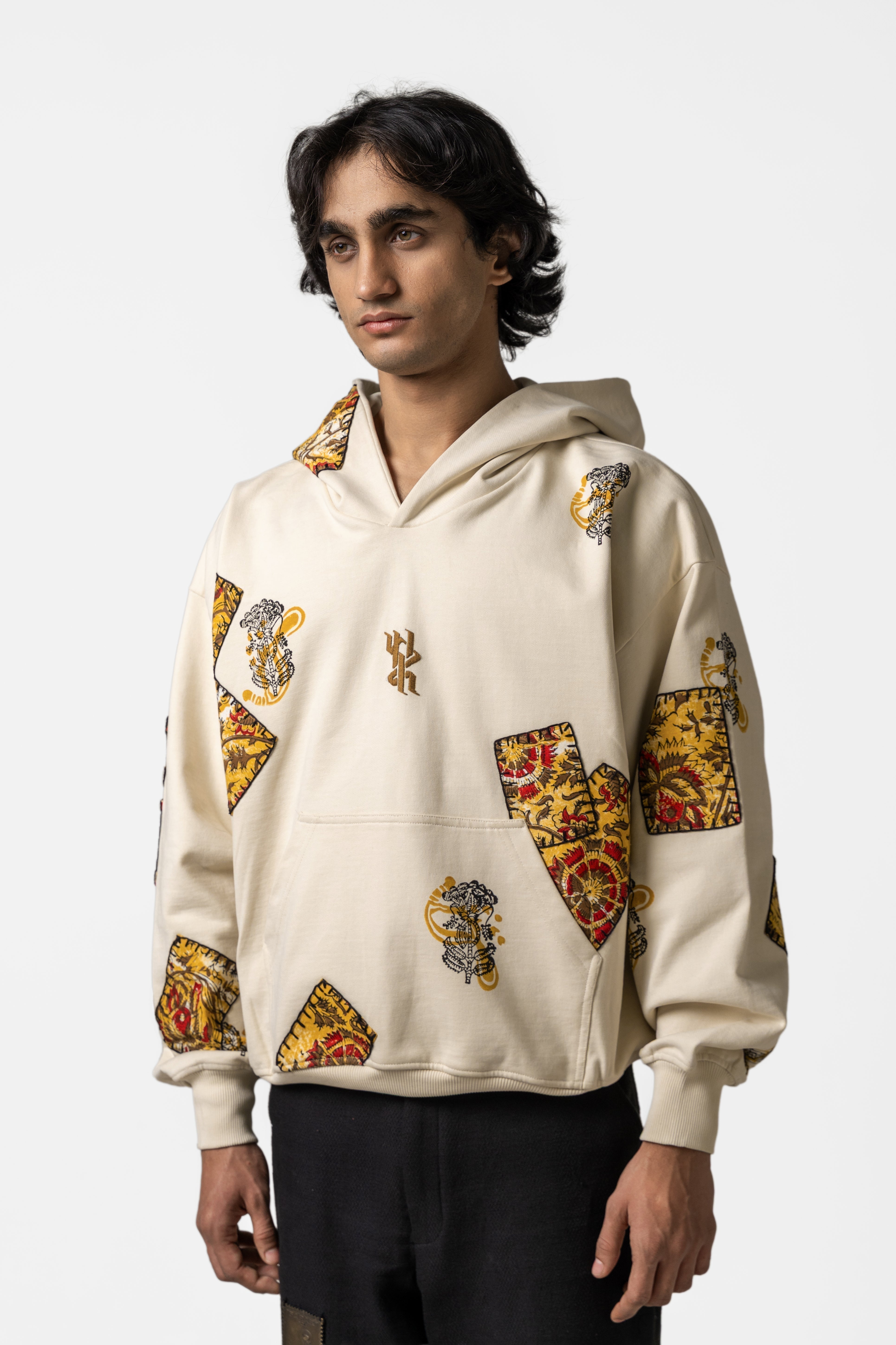 Mustard Blockprinted Hoodie