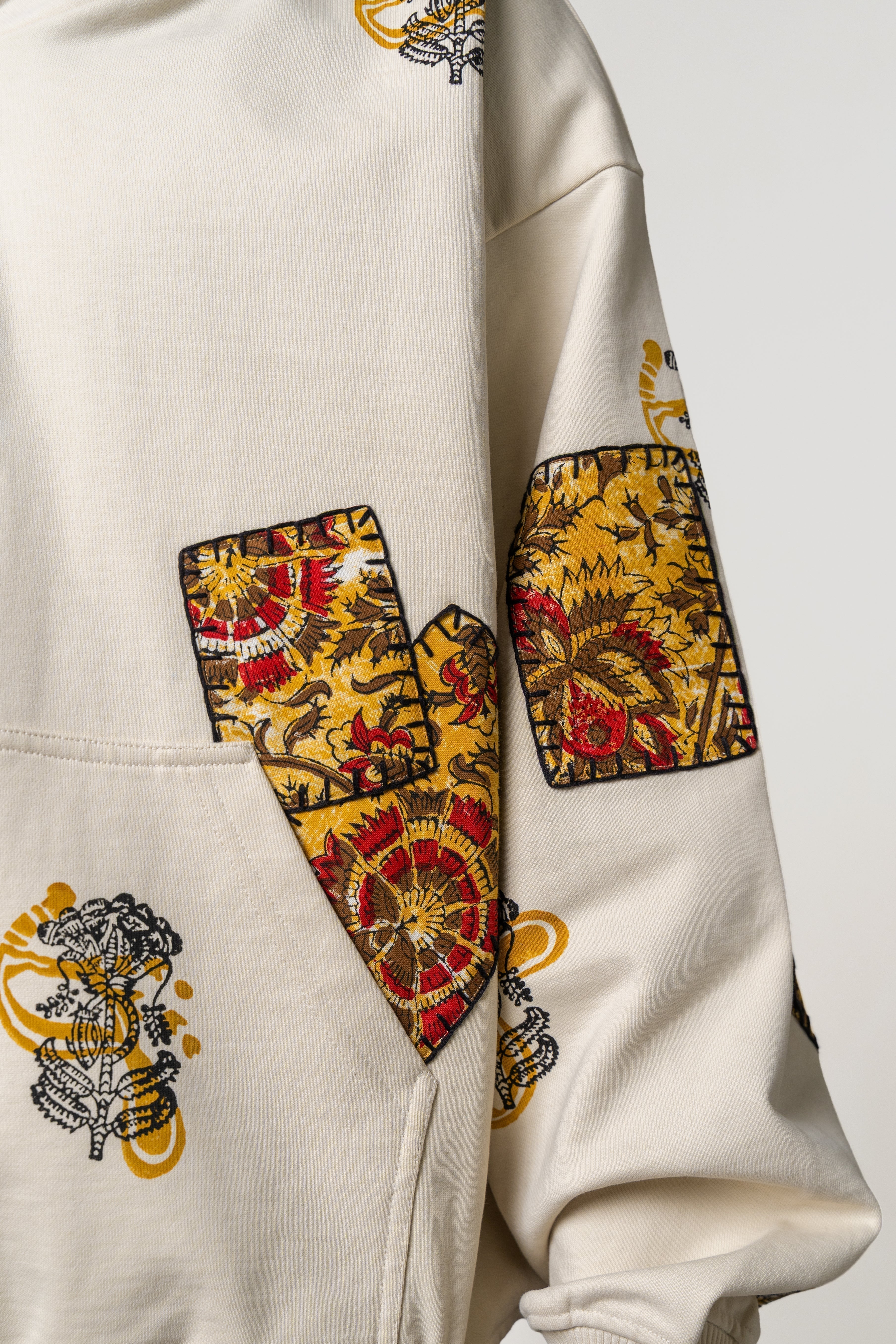 Mustard Blockprinted Hoodie