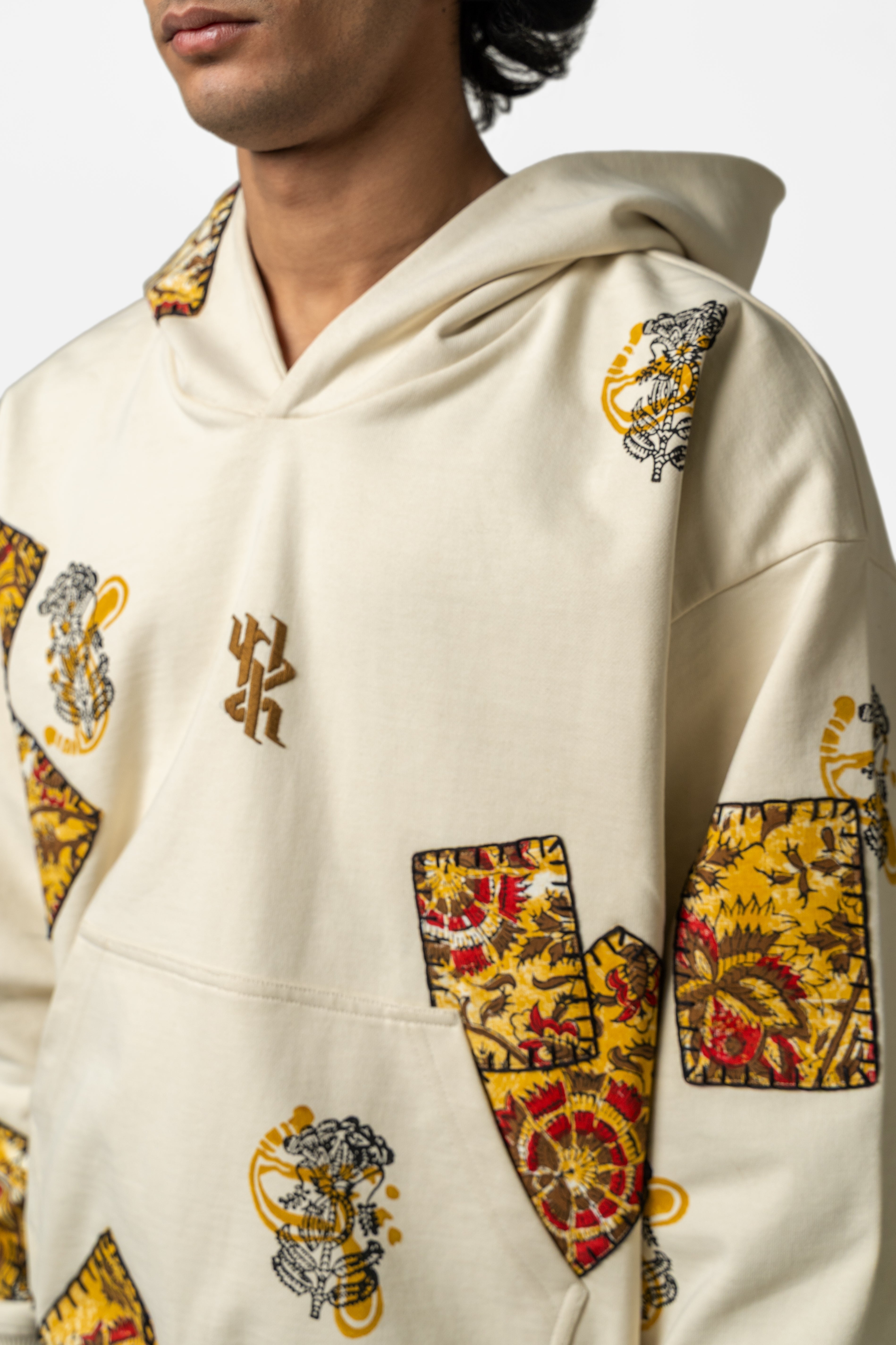 Mustard Blockprinted Hoodie