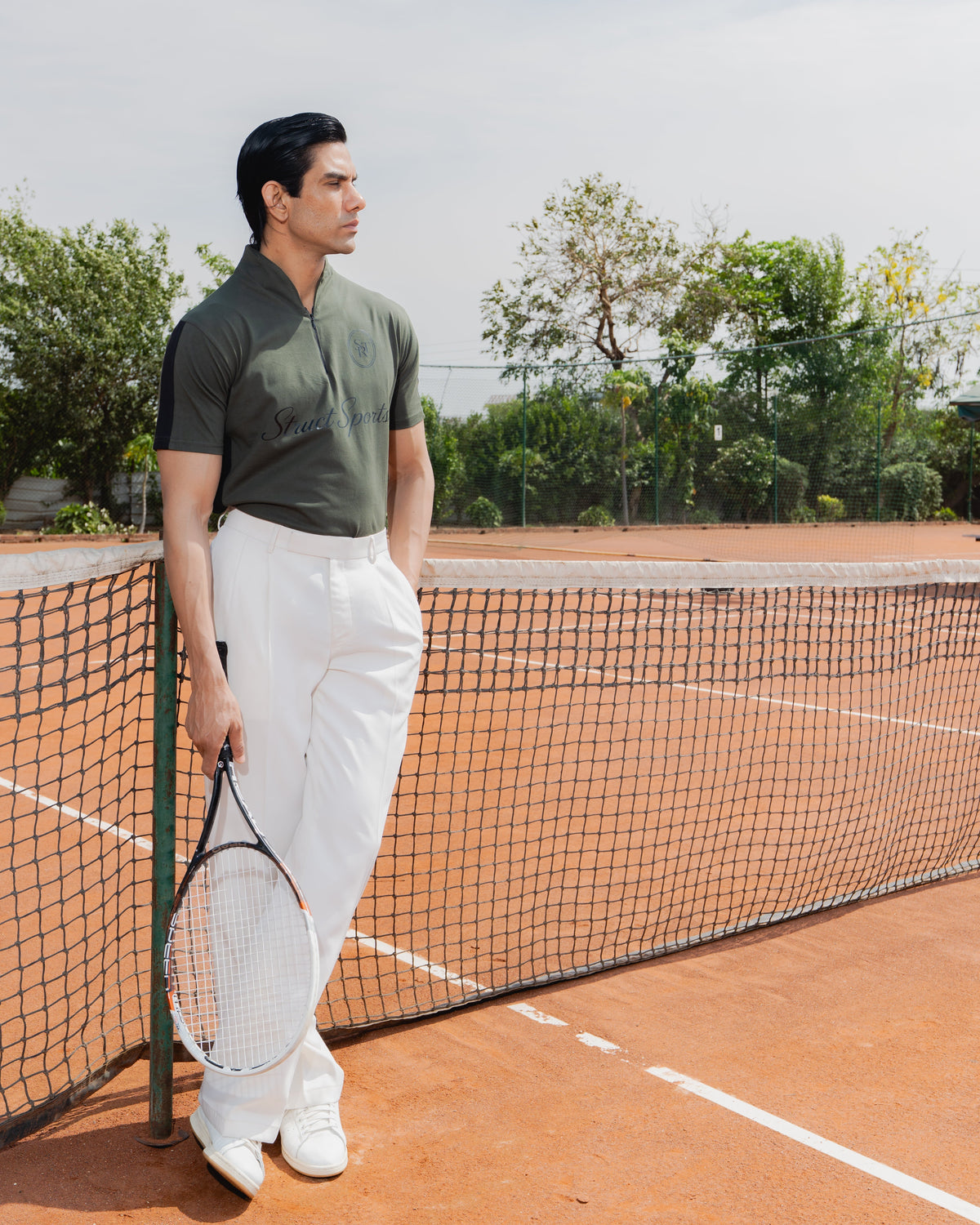STRUCT CLUB HALF ZIP T-SHIRT - OLIVE