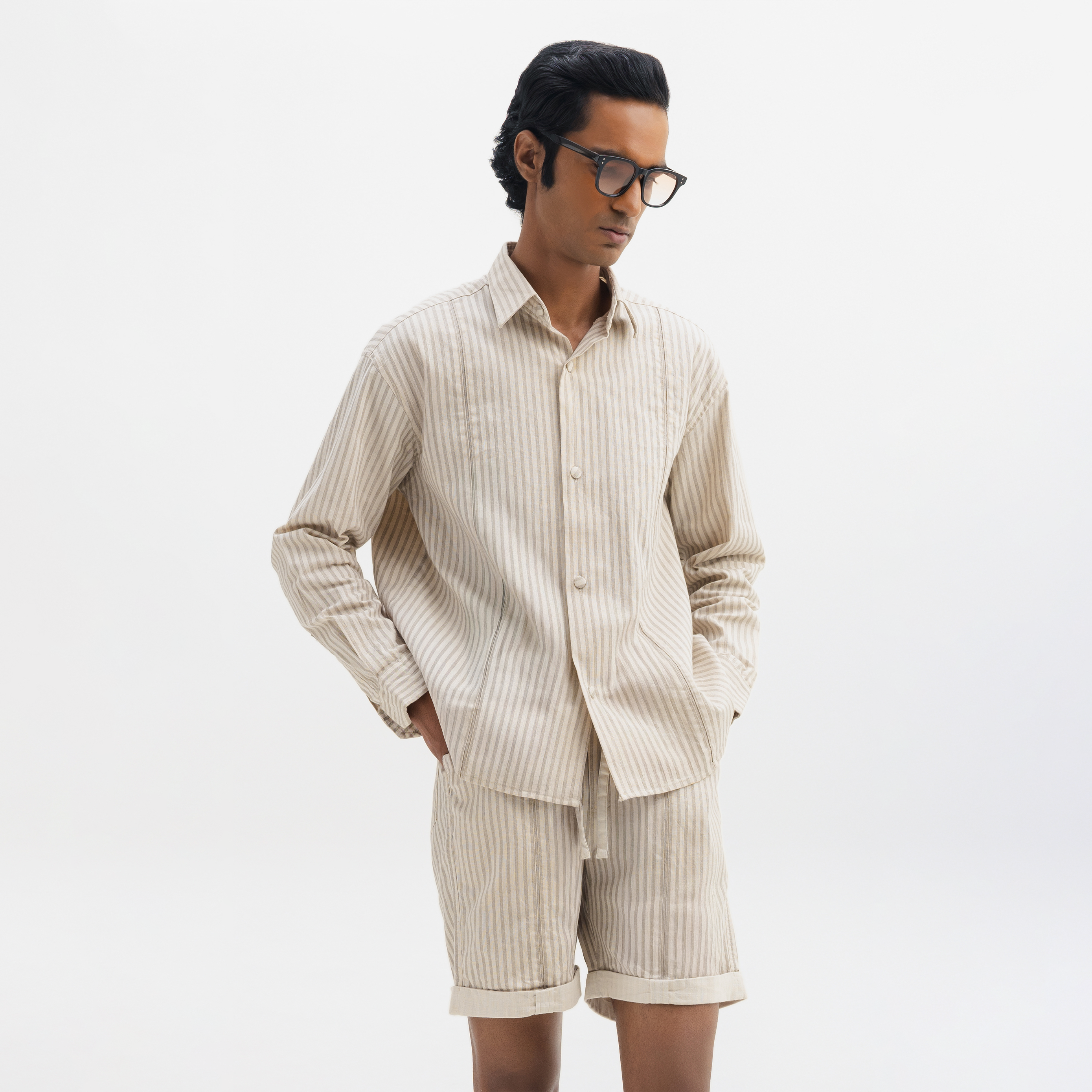 DESERT STRIPED FULL-SLEEVE SHIRT- DESERT