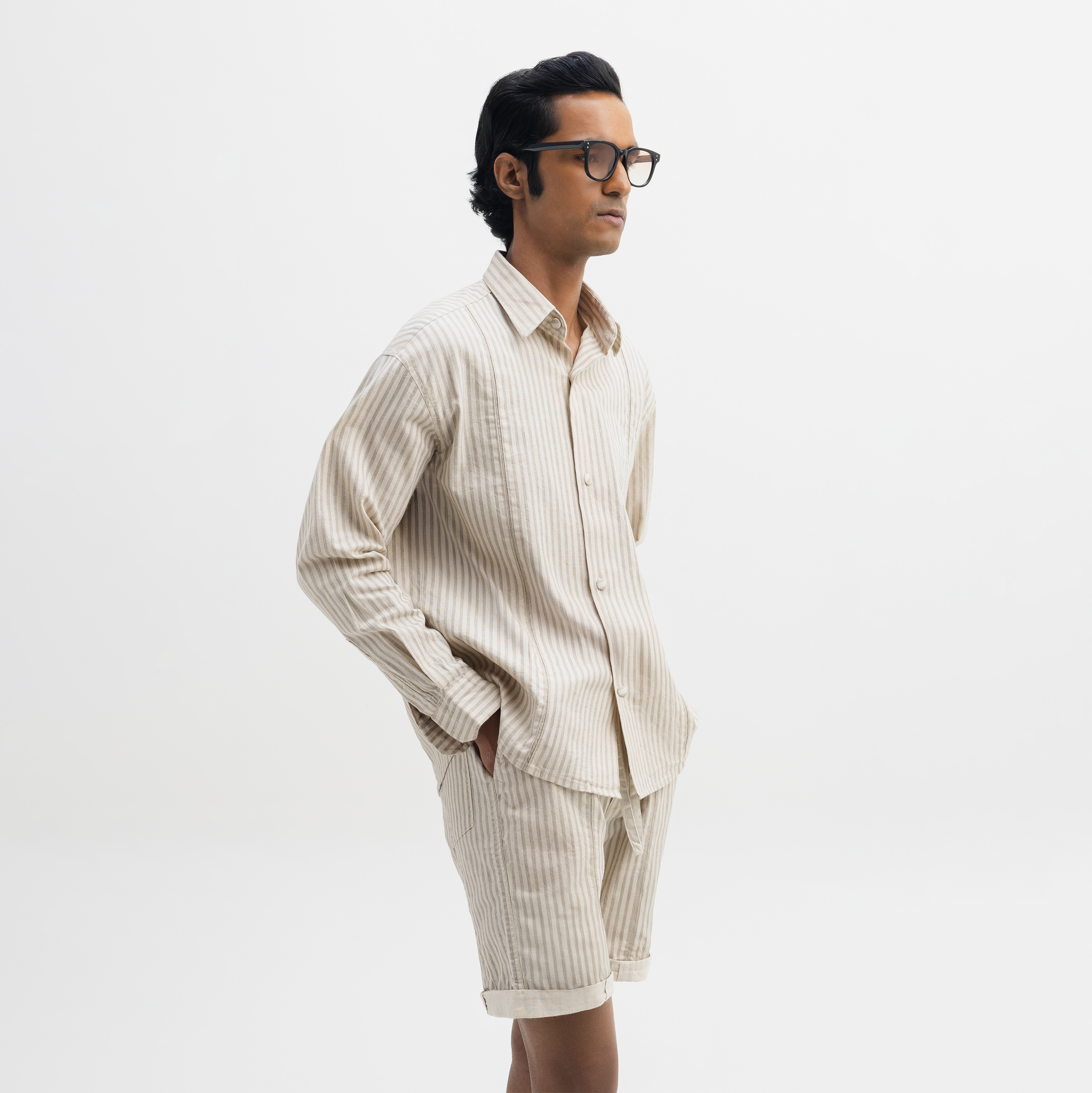 DESERT STRIPED FULL-SLEEVE SHIRT- DESERT