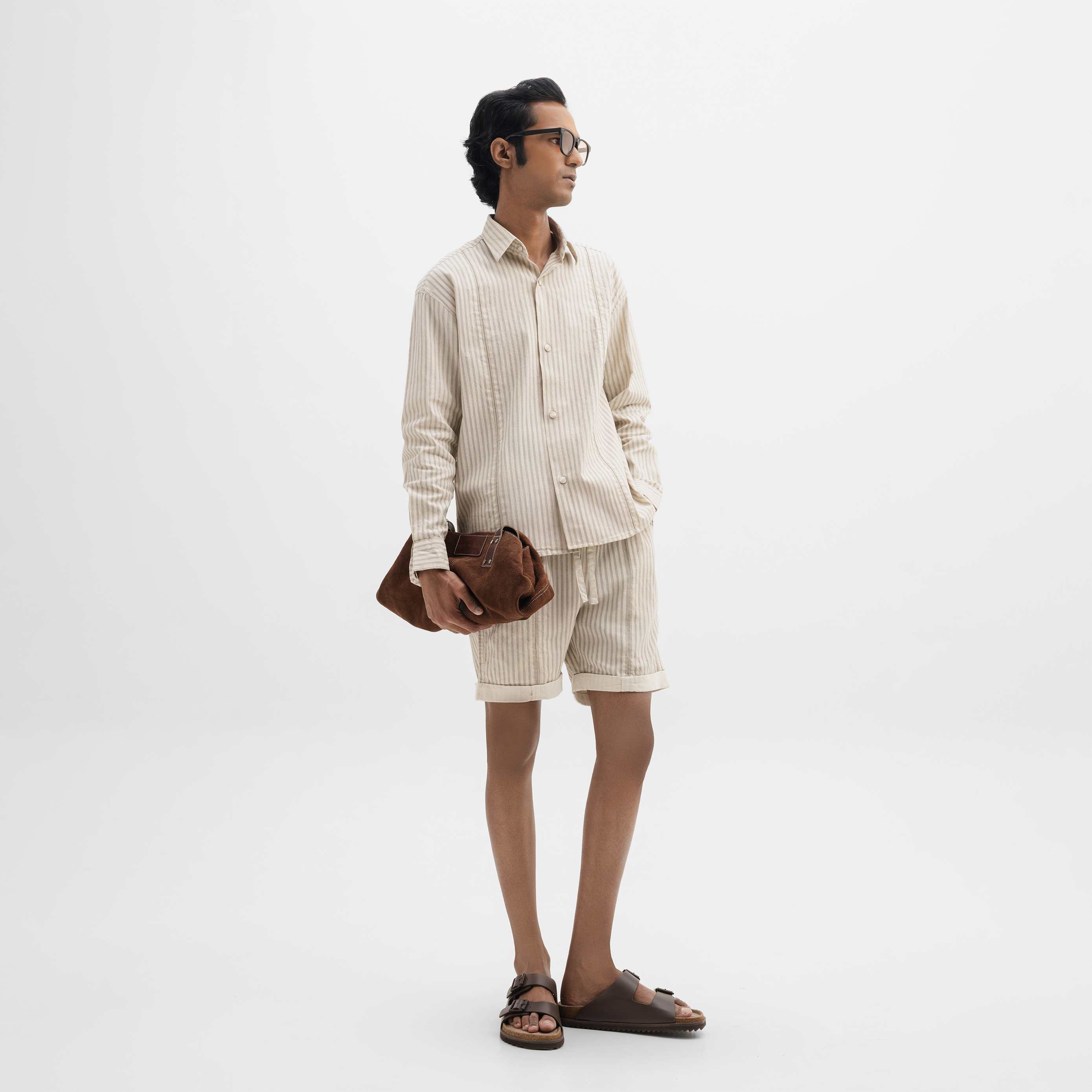 DESERT STRIPED FULL-SLEEVE SHIRT- DESERT