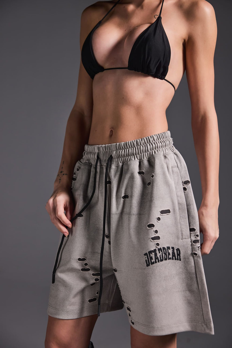 Distressed Washed Grey Shorts