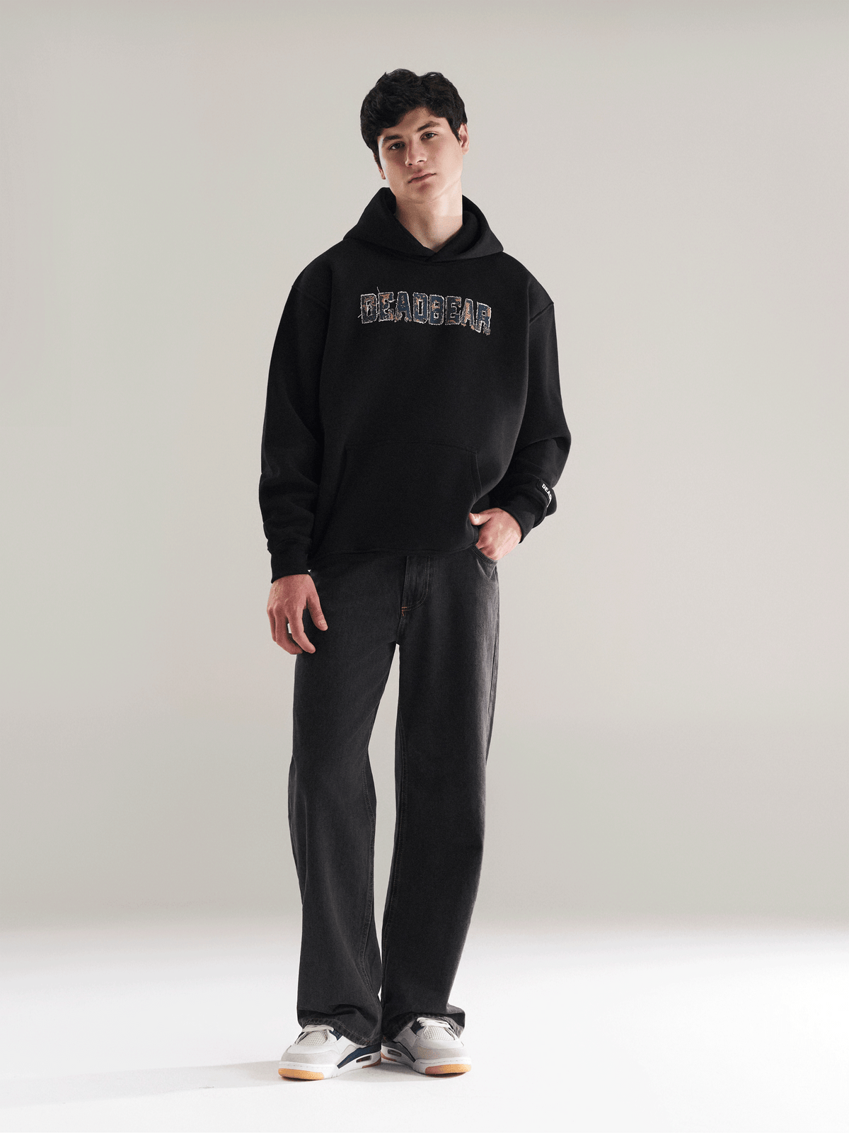 Fake Denim Hoodie Black