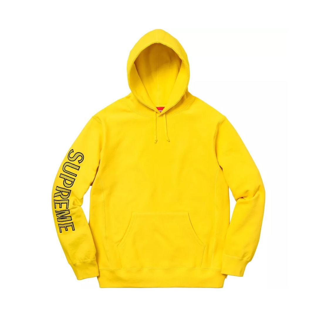 Supreme Sleeve Embroidery Hooded Sweatshirt Yellow