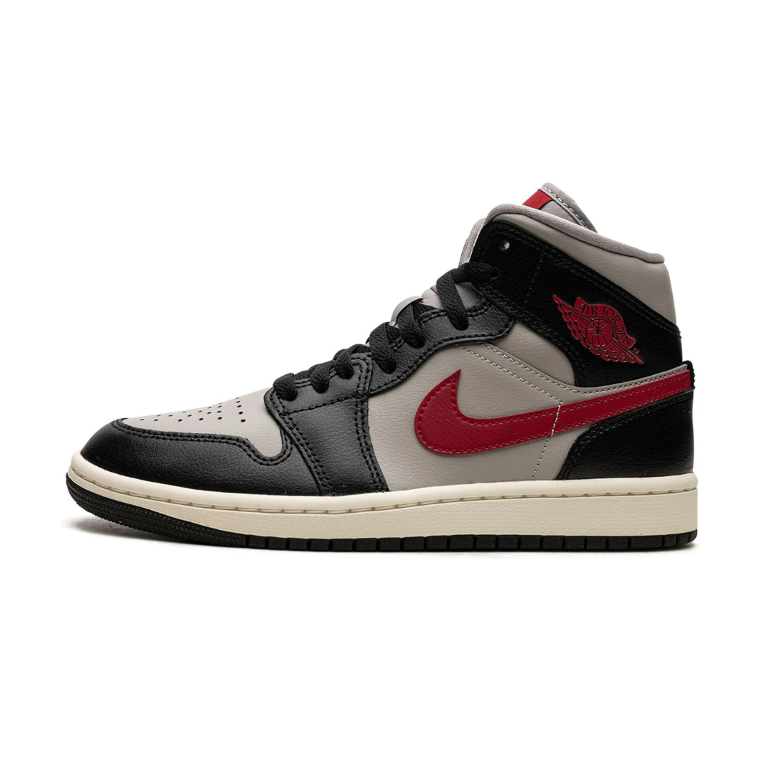 Jordan 1 Mid Black College Grey Gym Red W