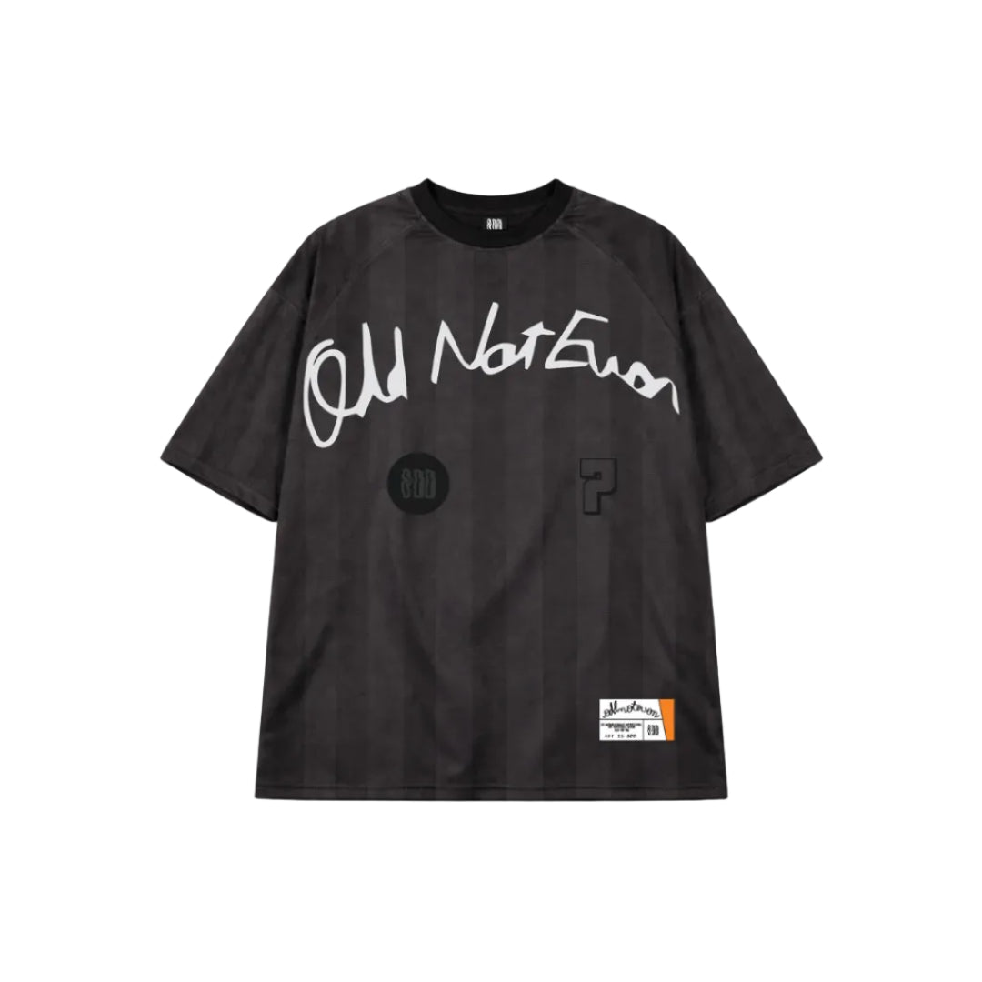 Black Stripes Jersey Question Mark - oversized fashion jersey by Odd Not Even