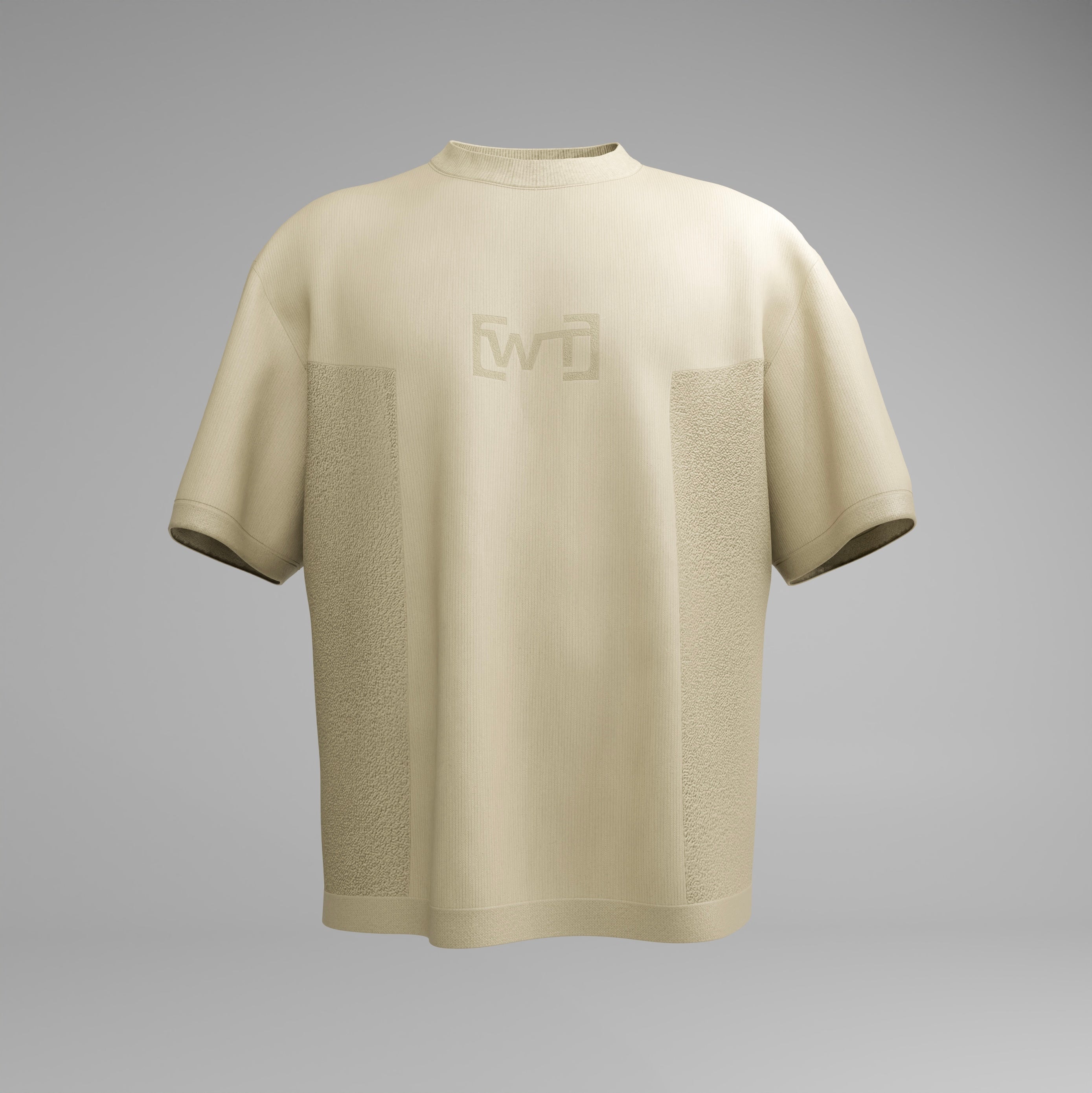 TEXTURED KNIT T-SHIRT- SANDSTONE