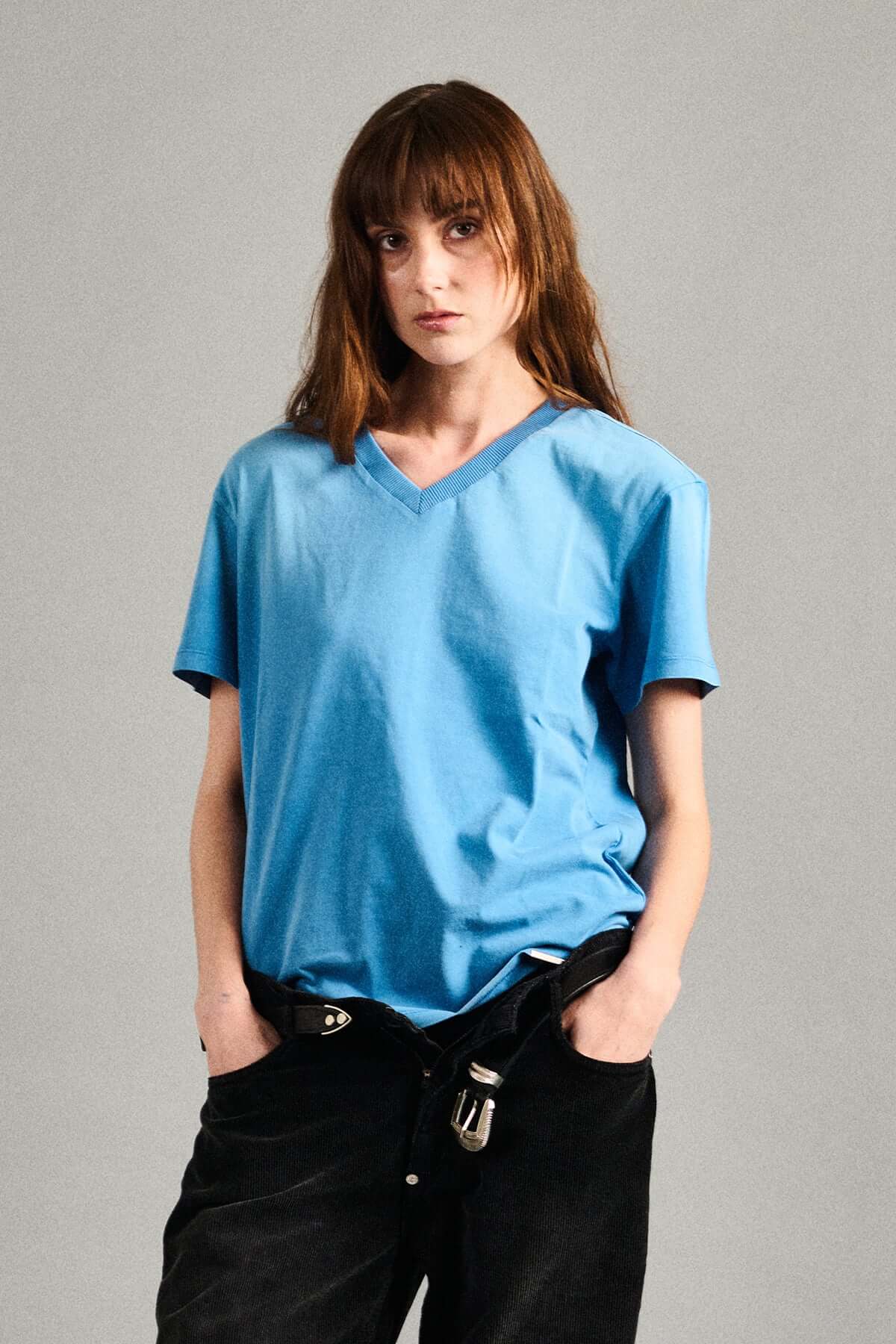 FADED BLUE V-NECK TEE- Unisex