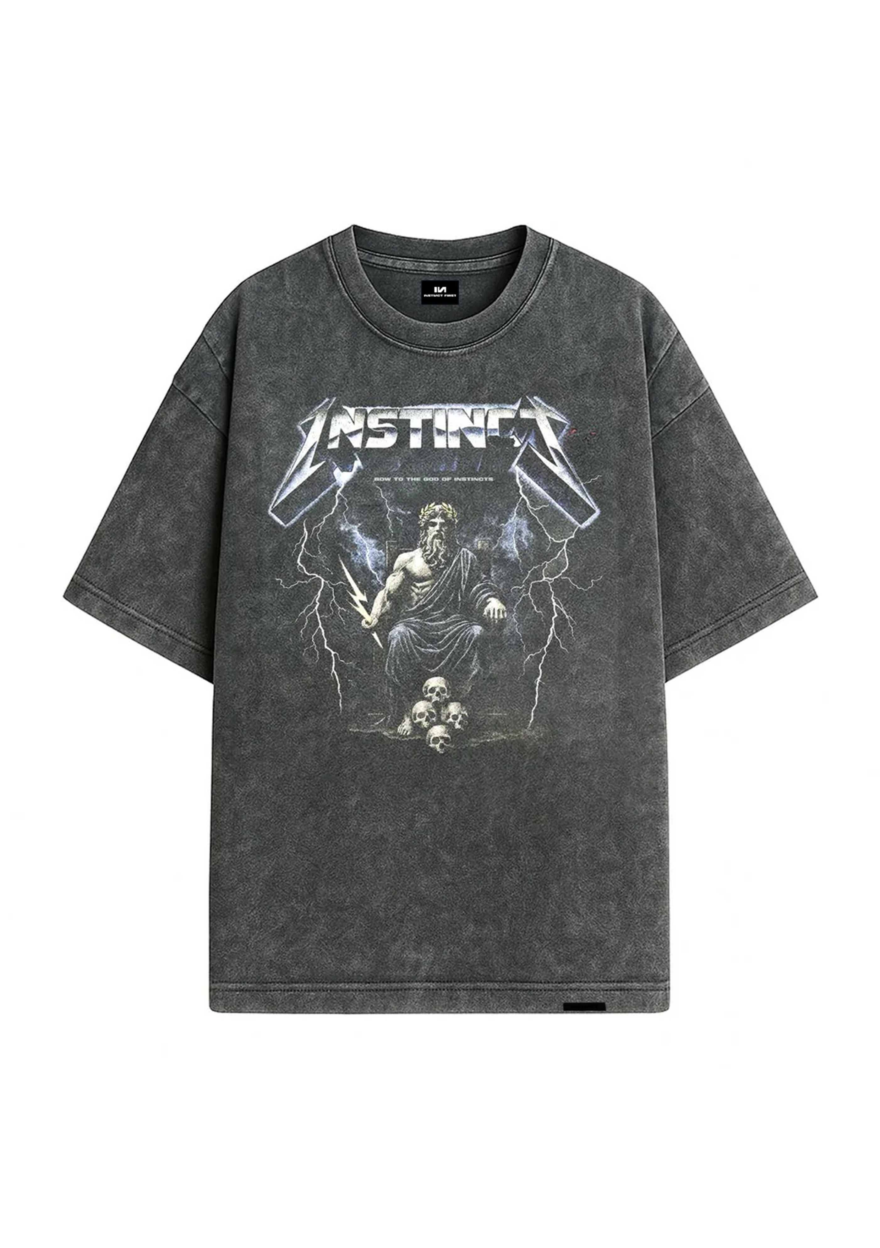 God of Instinct - Oversized Tshirt ( Washed Grey)
