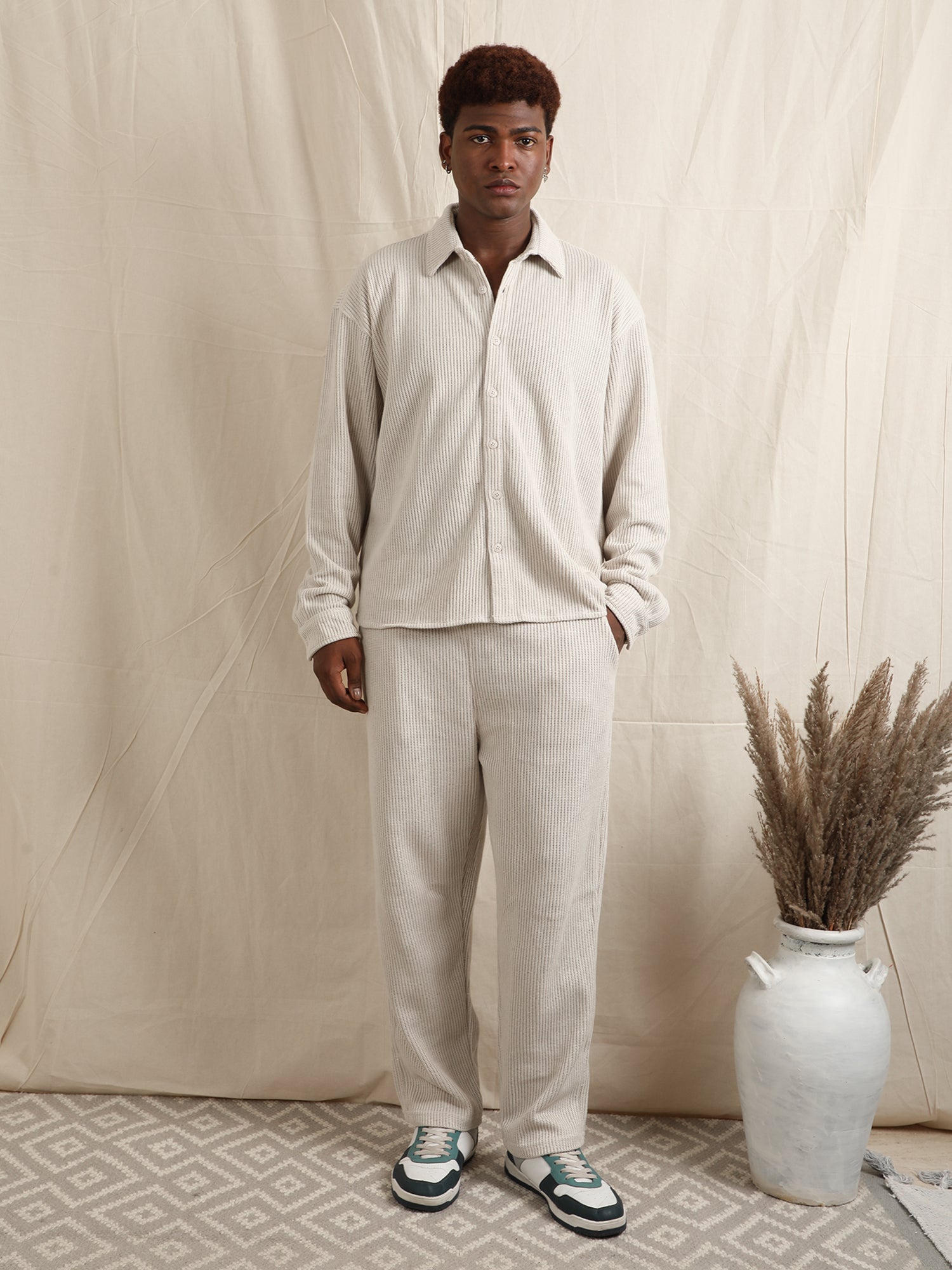 SWEATER KNIT FABRIC PANT(CREAM)