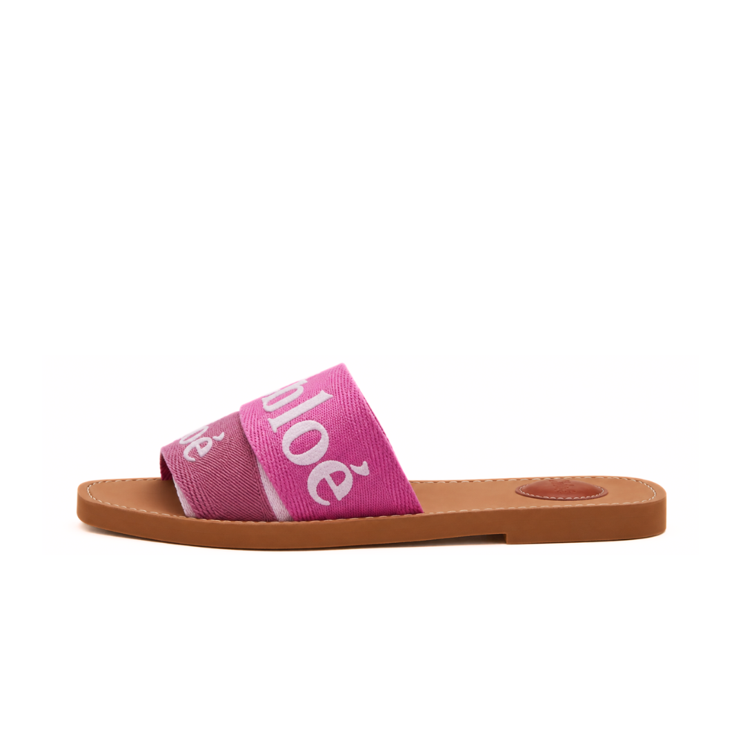 CHLOE WOODY LOGO-PRINT SANDAL PINK