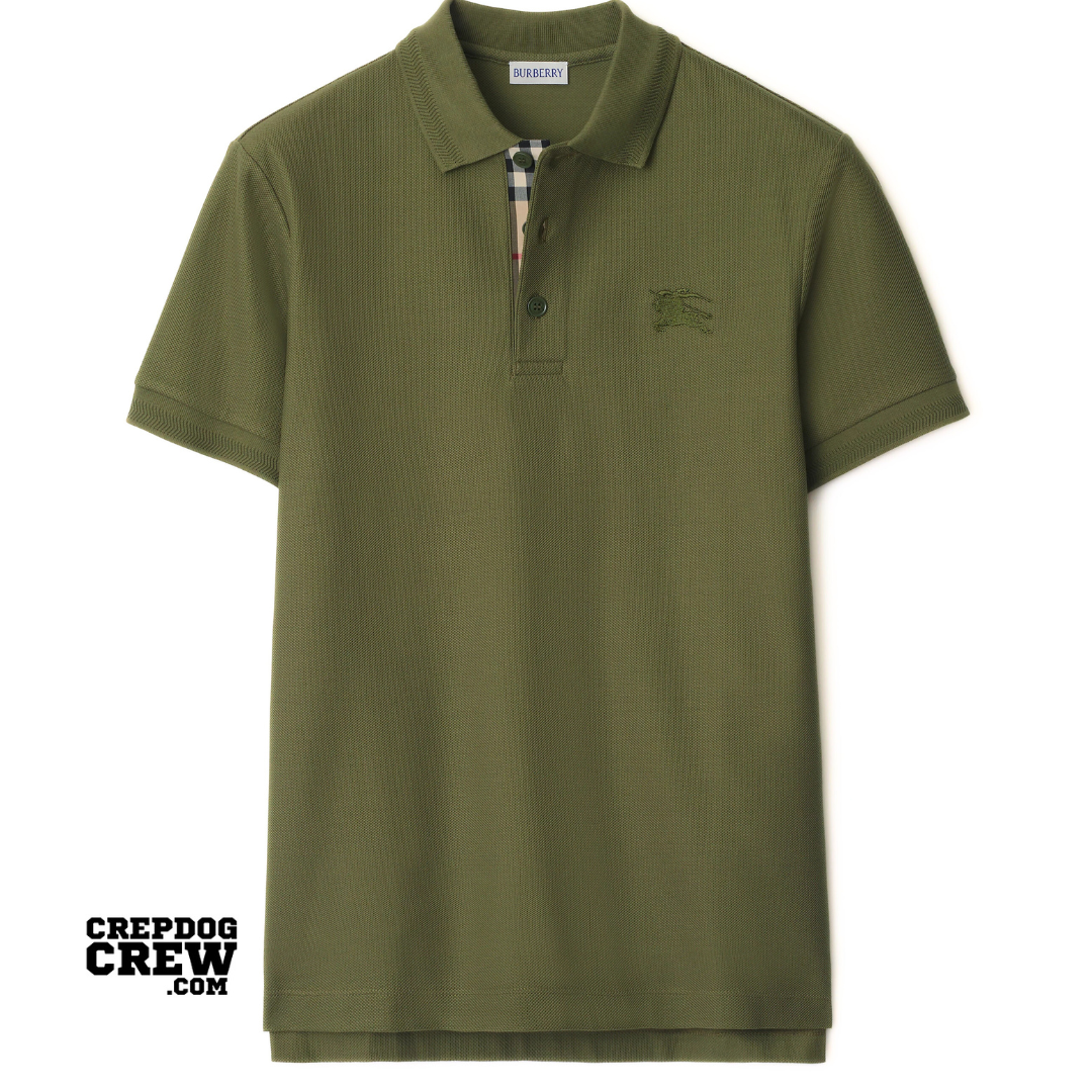 BURBERRY LOGO EMBROIDERED POLO TEE GREEN