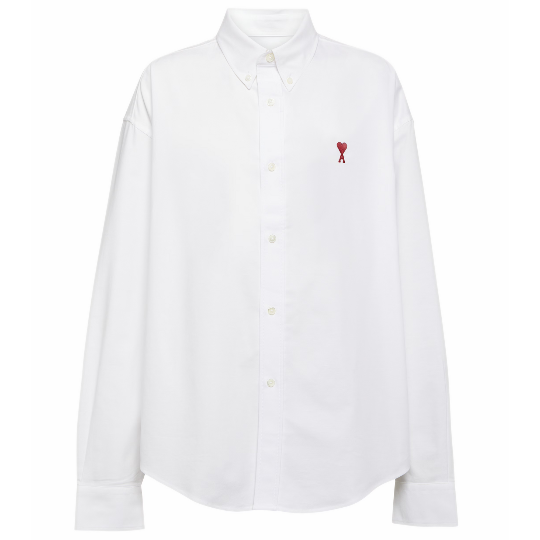 AMI PARIS WHITE COTTON BUTTON DOWN SHIRT WHITE