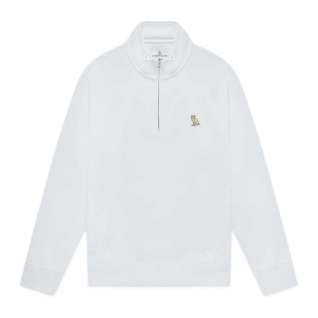 OVO CLASSIC QUARTER-ZIP MOCKNECK SWEATSHIRT WHITE