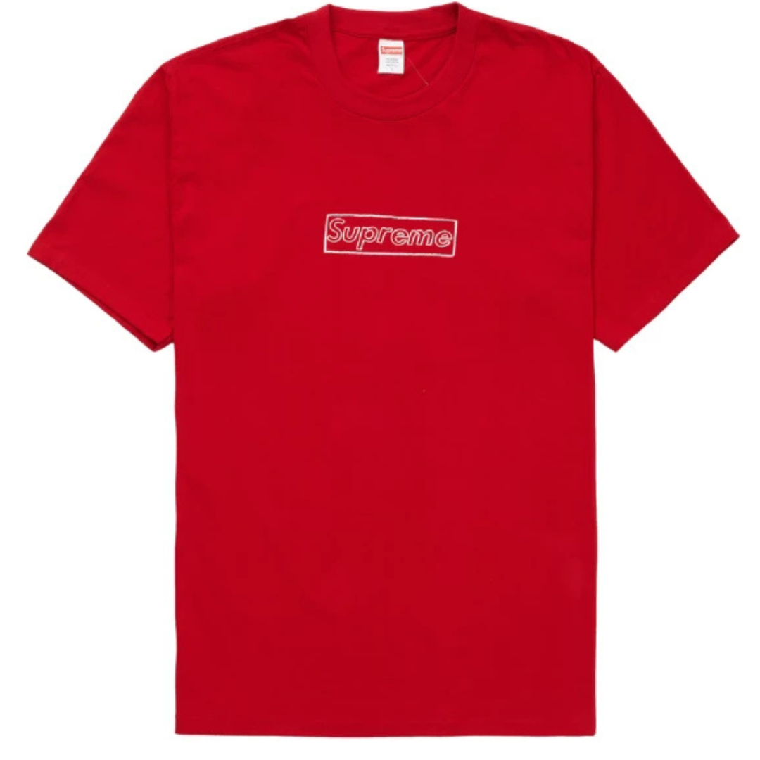 SUPREME X KAWS CHALK LOGO TEE RED