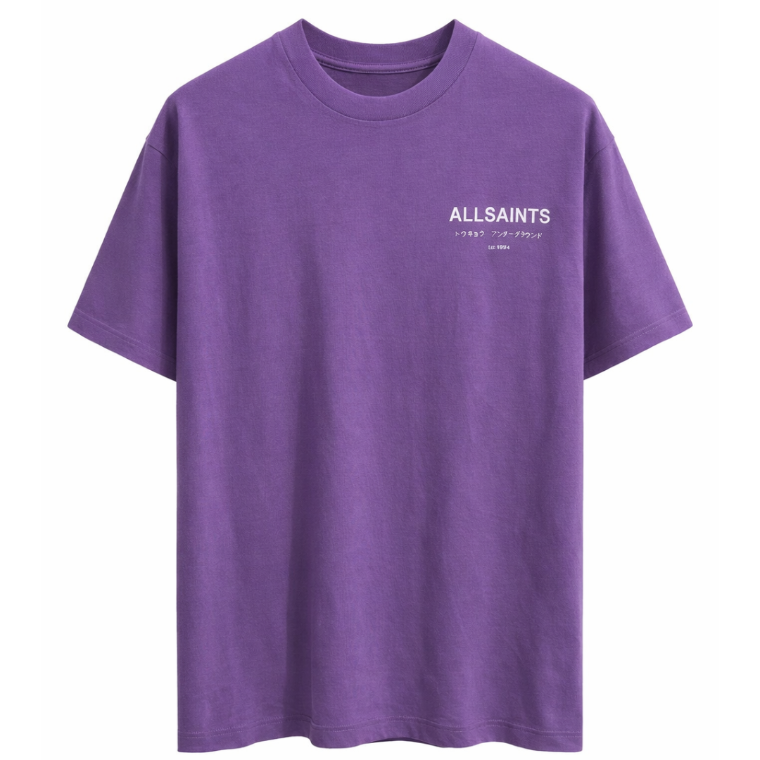 ALLSAINTS UNDERGROUND OVERSIZED TEE PURPLE