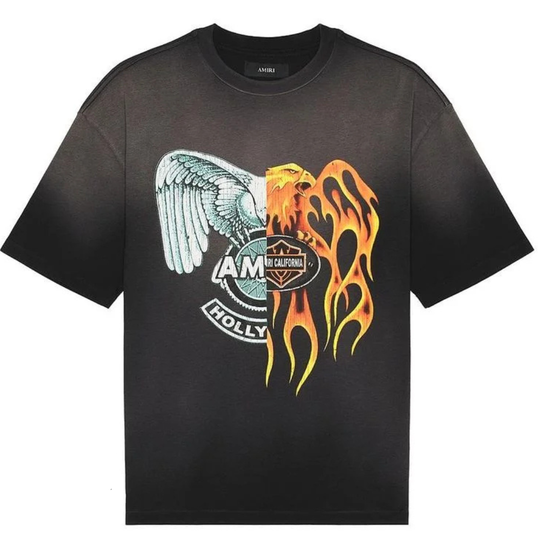 AMIRI SPLICED LOGO TEE BLACK