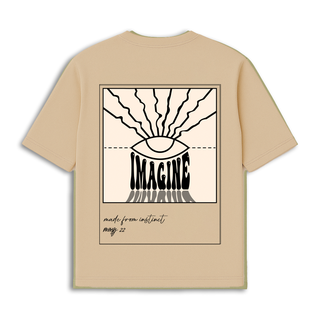 Oversized T-shirt - Beige Inverted Polaroid