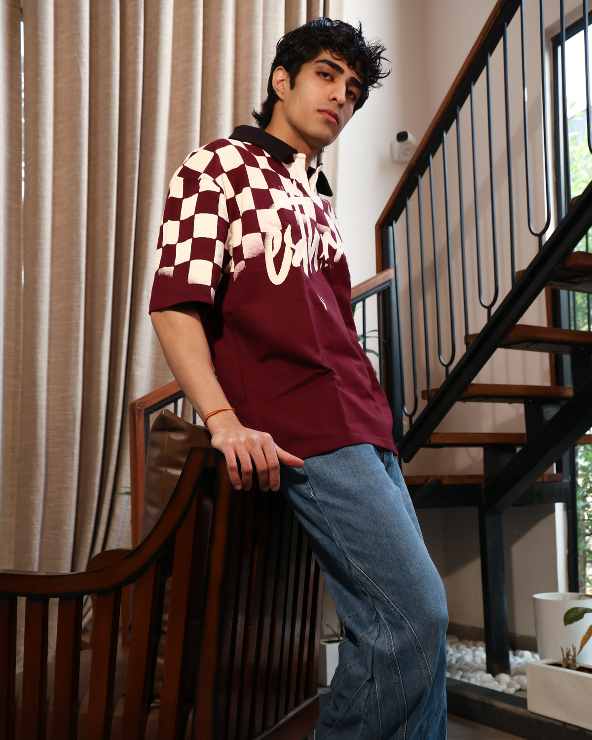 Retro Polo T-shirt | Burgundy