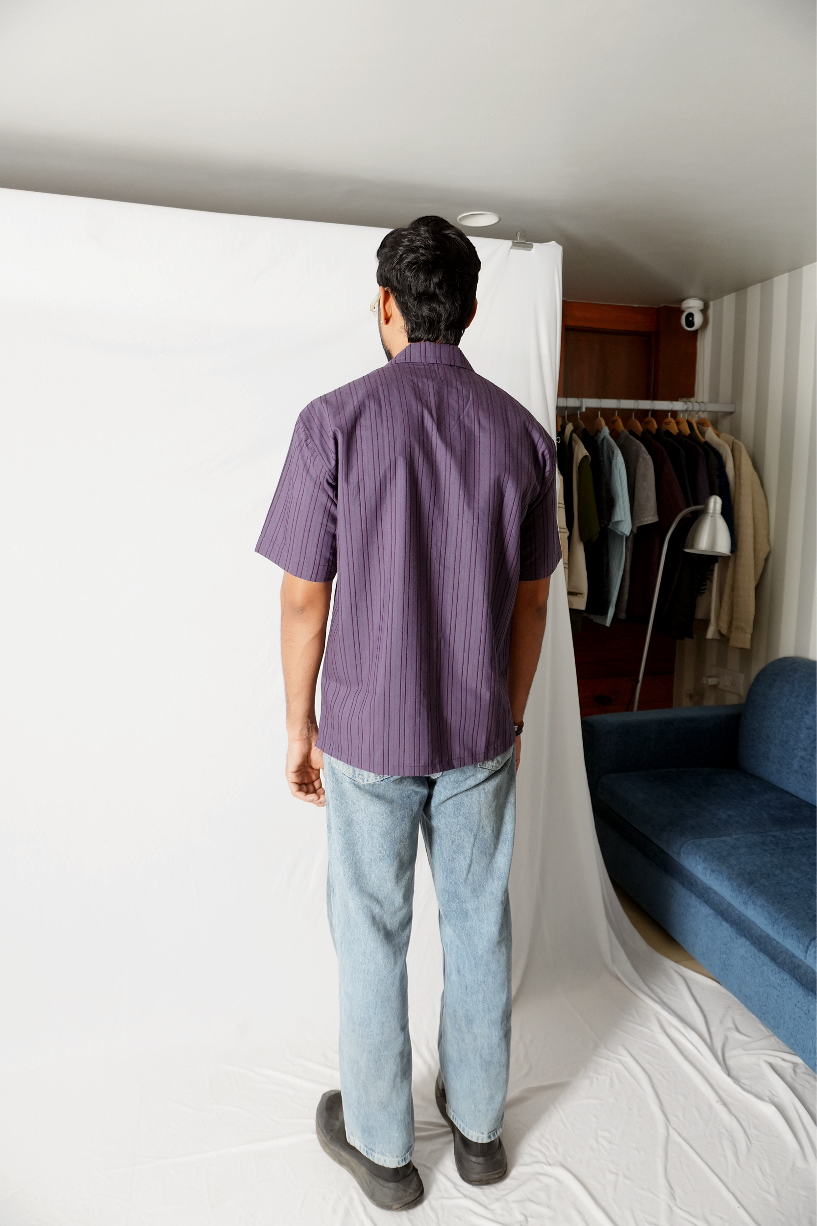 Metallic Stripe Shirt - (Purple)