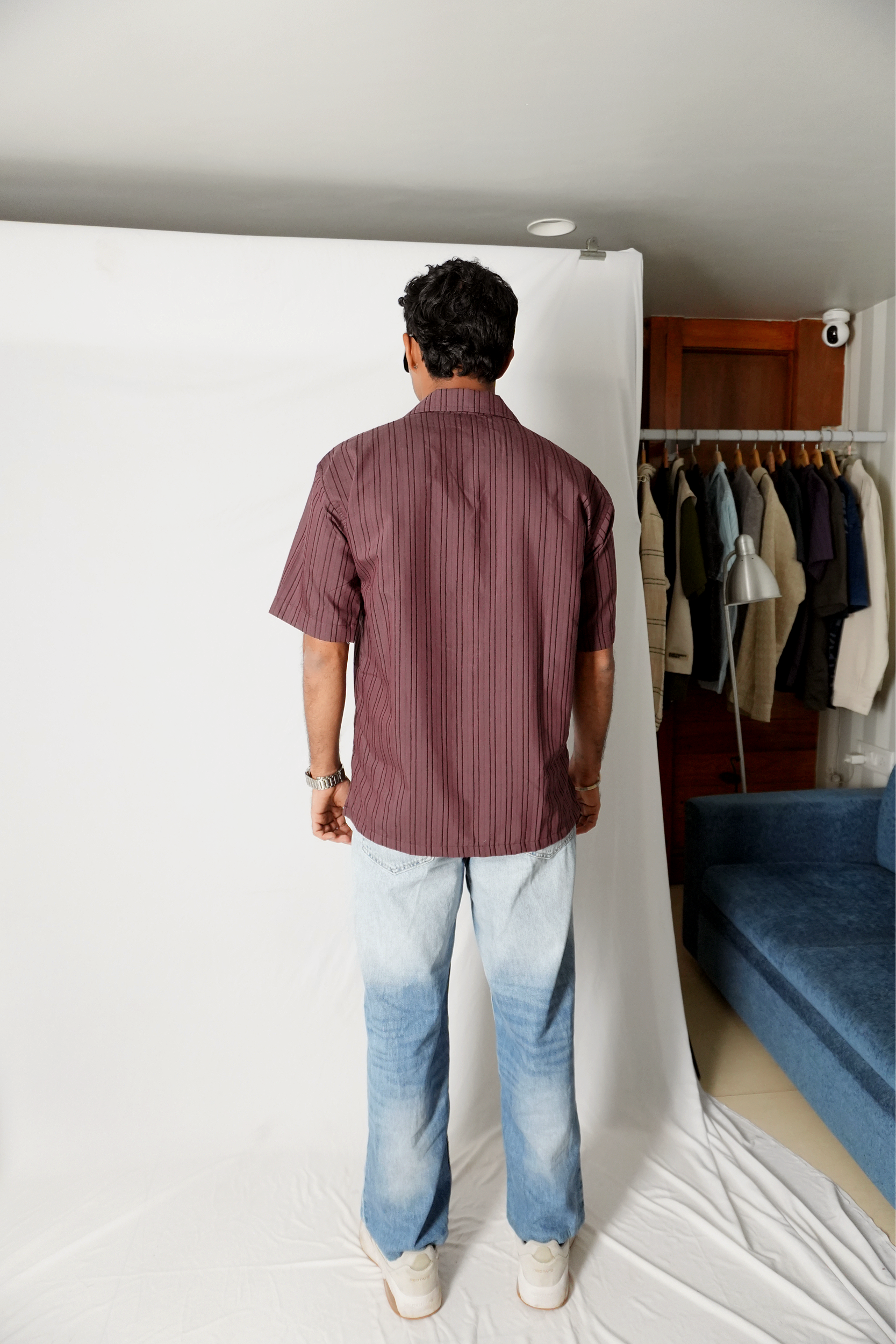 Metallic Stripe Shirt - (Maroon)