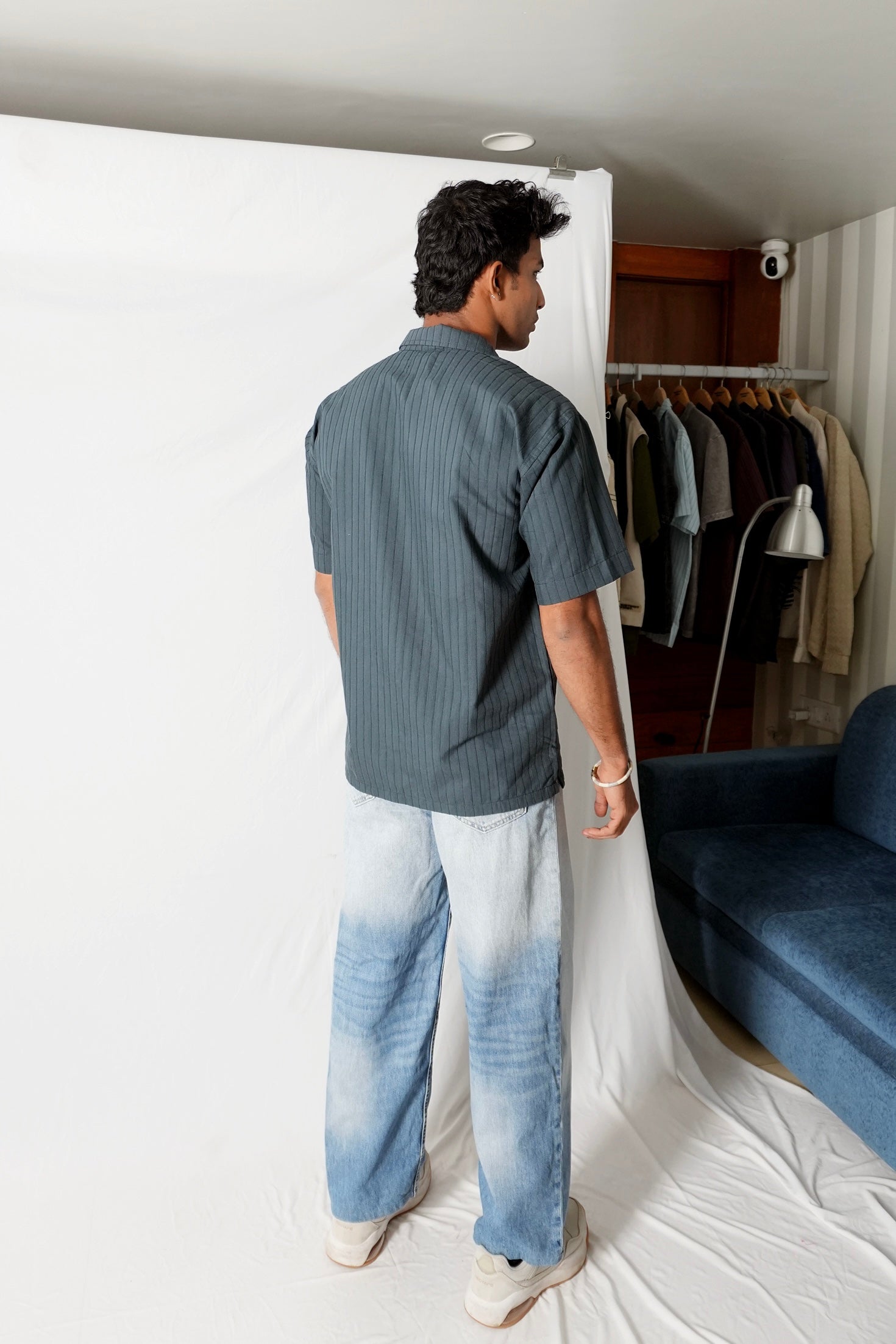 Metallic Stripe Shirt - (Emerald)