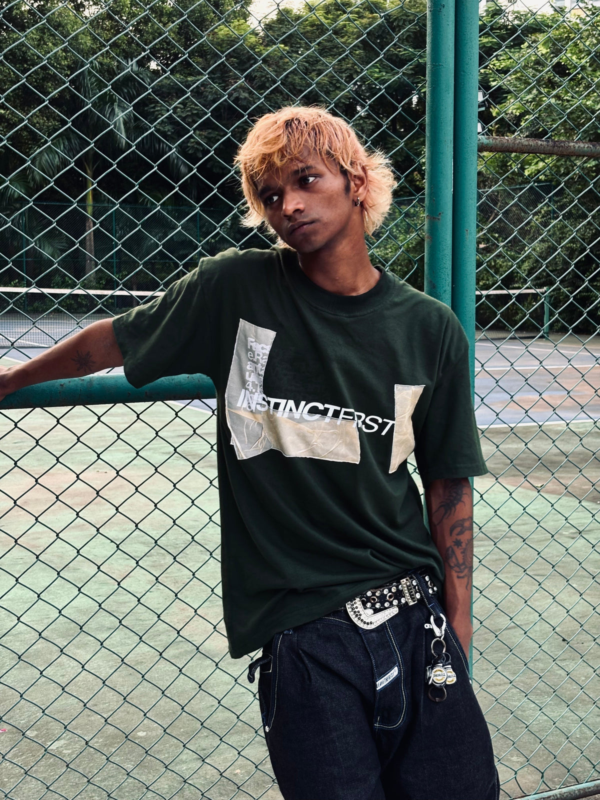 Duct Tape Oversized T-Shirt - (Bottle Green)